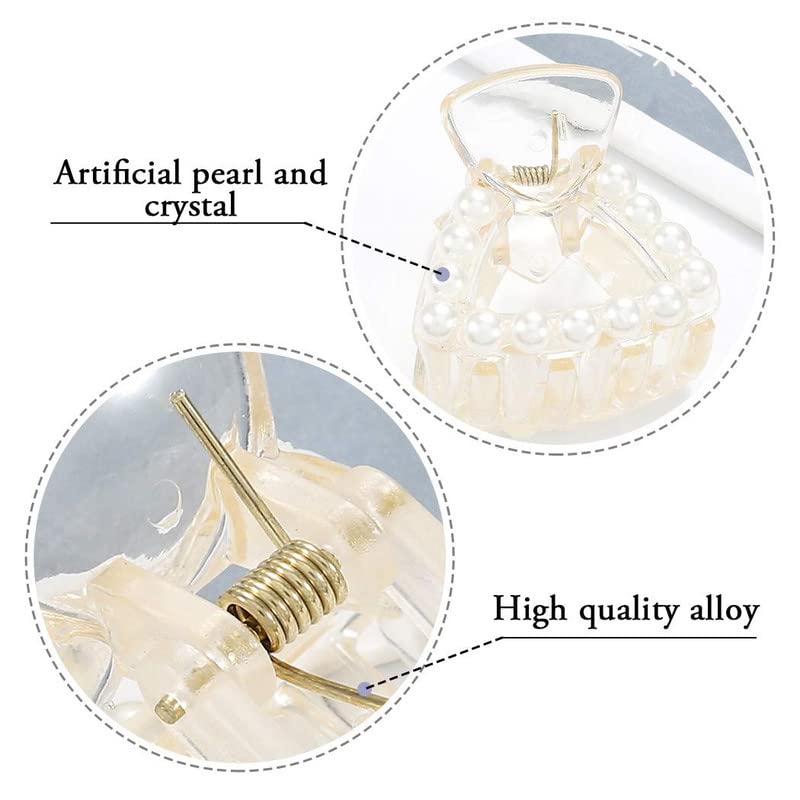 BELICIA Pearl Hair Clips for Women - White Crystal Non-Slip Hair Claw Clamps (3-Pack) | Elegant Hair Accessories for Women & Girls | Perfect for Weddings, Parties & Everyday Styling