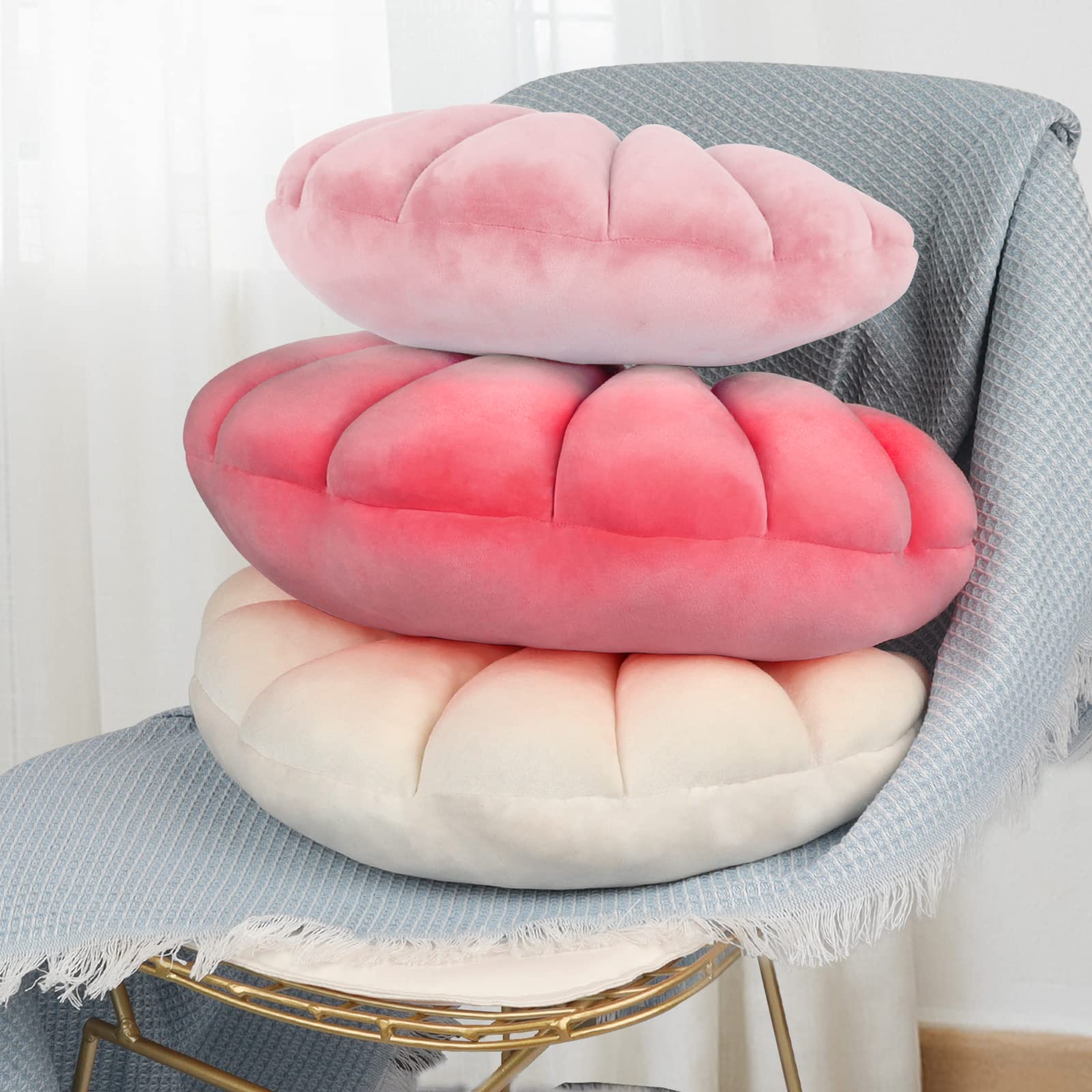 3D Velvet Seashell Pillow - Soft Ocean Themed Decorative Throw Pillow for Bed, Couch & Sofa (18x13 Inch) - Perfect for Coastal Decor, Beach House & Princess Room Themes
