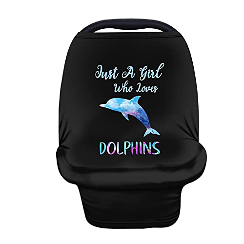 JOAIFO Colorful Dolphin Print Nursing Cover - Soft Breastfeeding Scarf, Baby Car Seat Canopy & Shopping Cart Cover for Boys & Girls - Washable & Lightweight - Perfect for Nursing, Shopping & Outdoor Activities