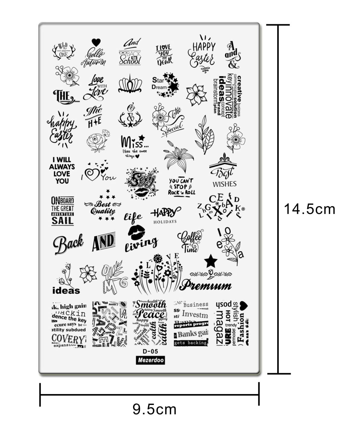 1PC English Letter Nail Art Stamp Plate - Floral Love Pattern Manicure Template for DIY Polish Stencils | Professional Nail Stamping Tool for Home Salon & Party Nail Designs