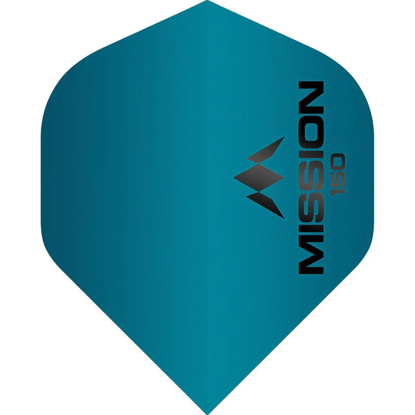 MISSION Logo 150 No.2 Size Dart Flights - 150 MICRON Extra Thick Durable Dart Accessories - Blue Color for Precision Play - Perfect for Professional Dart Players & Home Game Rooms