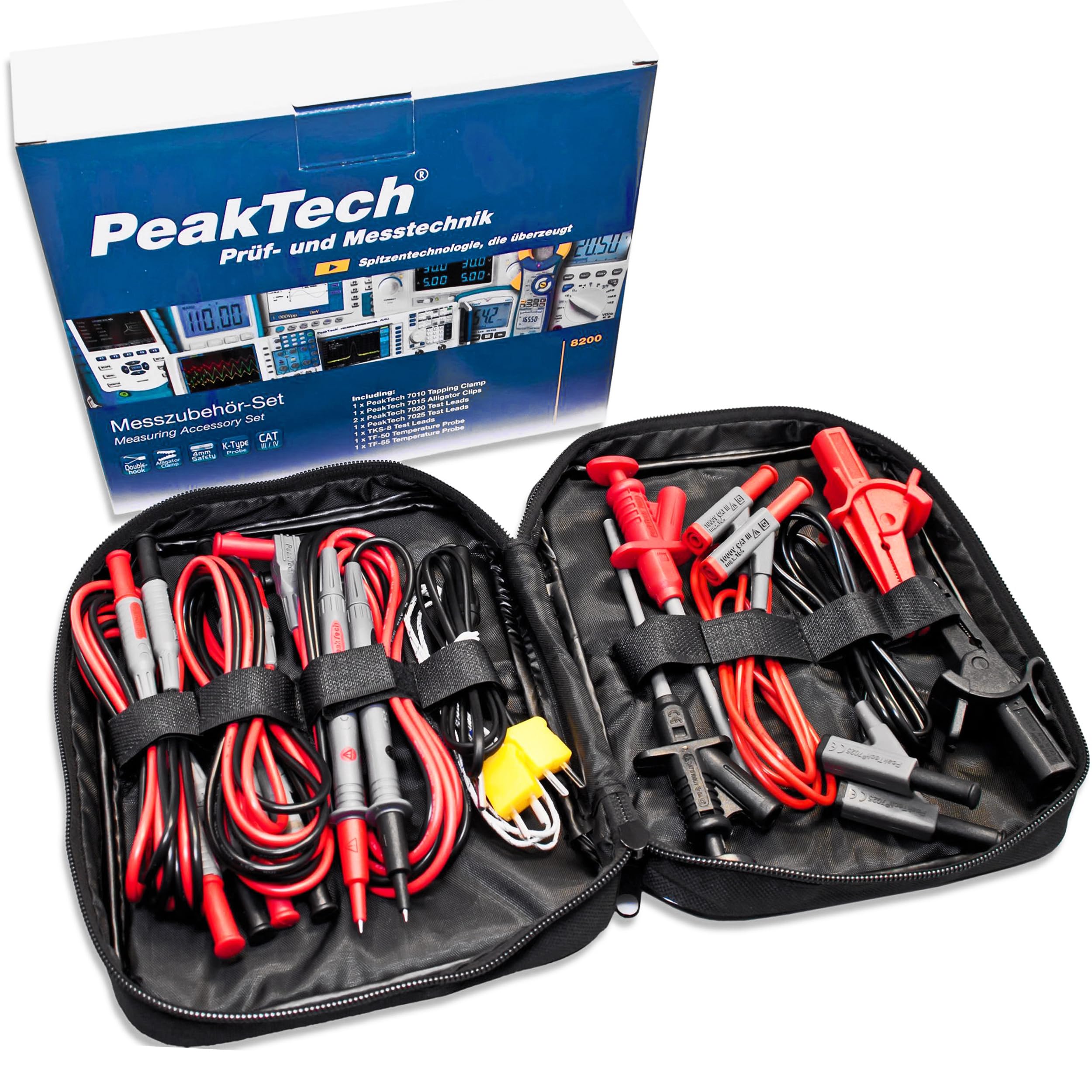 Peak Tech P 8200 Digital Multimeter Accessory Kit - Test Leads with Alligator Clips & Probes for Multimeters, Electrical Testing Wires - Perfect for Home DIY, Automotive Repair, and Electronics Troubleshooting