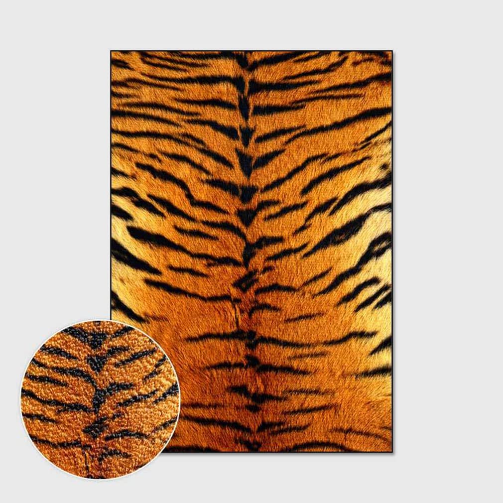 LIKETN Faux Fur Animal Print Area Rug - Zebra Tiger Leopard Pattern Modern Washable Carpet Runner for Living Room Bedroom Bathroom Laundry Room Door Mat Home Décor (35.5