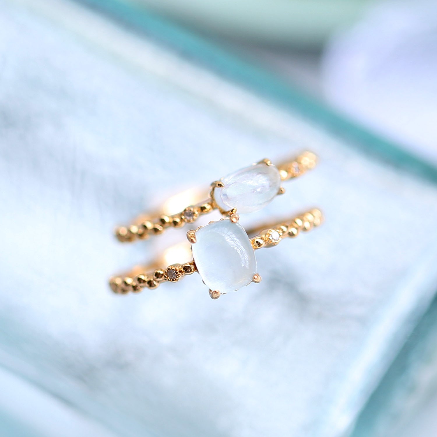 14K Gold Aquamarine Crystal Birthstone Ring for Women - March Birthstone Jewelry, Elegant Gift for Birthday, Anniversary & Valentine's Day | HJZB 253 | Perfect for Everyday Wear & Special Occasions