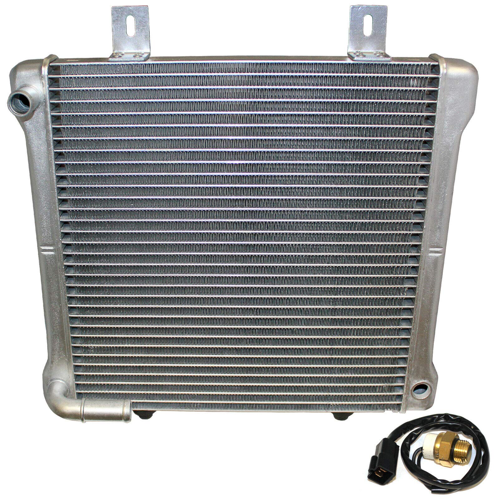 Caltric High-Performance Radiator with Heat Sensor - Compatible with Polaris 1240045, 1240533, 4010161 - Perfect for ATV, UTV & Off-Road Vehicle Cooling Systems