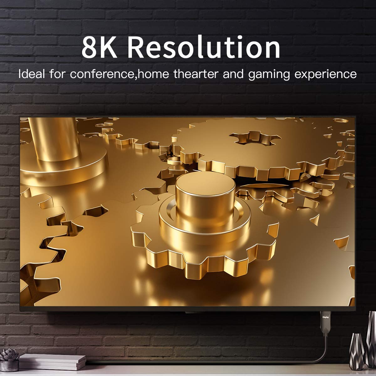 BIFALE 75ft DisplayPort Fiber Optic Cable - 32.4Gbps High Speed, 8K@60Hz 4K@165Hz 2K@144Hz, DP1.4 with Slim Gold-Plated Connectors - Perfect for Gaming, Home Theater & Professional AV Setups