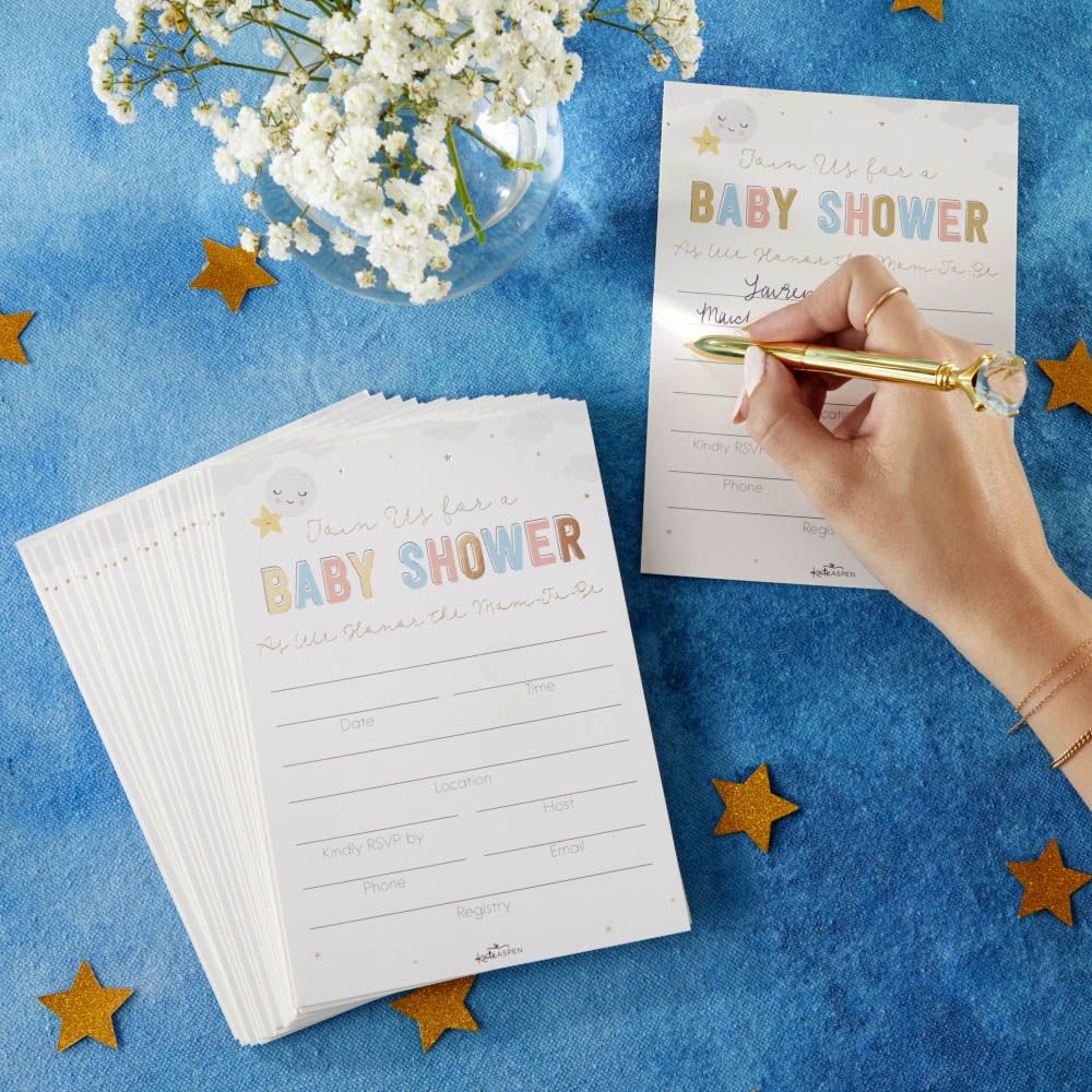 Twinkle Twinkle Invitation & Thank You Card Set of 25 - Perfect for Baby Showers, Birthday Parties & Wedding Events