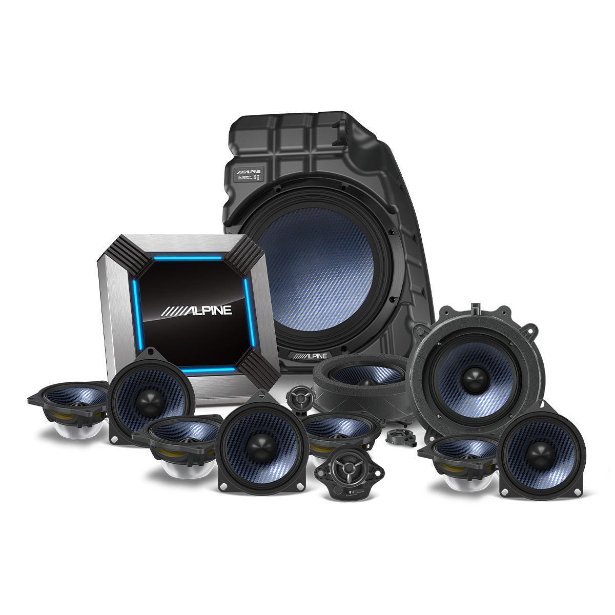 Premium Alpine PSS TSLA 213P 13-Speaker Complete Sound System Upgrade Kit for 2018-2021 Tesla Model 3 with Factory Premium Audio - Enhanced Car Audio for Road Trips & Daily Commuting