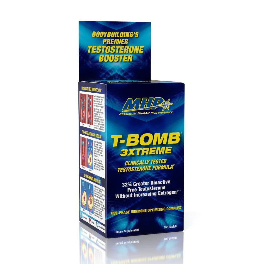 MHP T Bomb 3xtreme® Testosterone Booster Supplement for Men - Natural Muscle Growth & Strength Support - Pre Workout & Post Workout Recovery