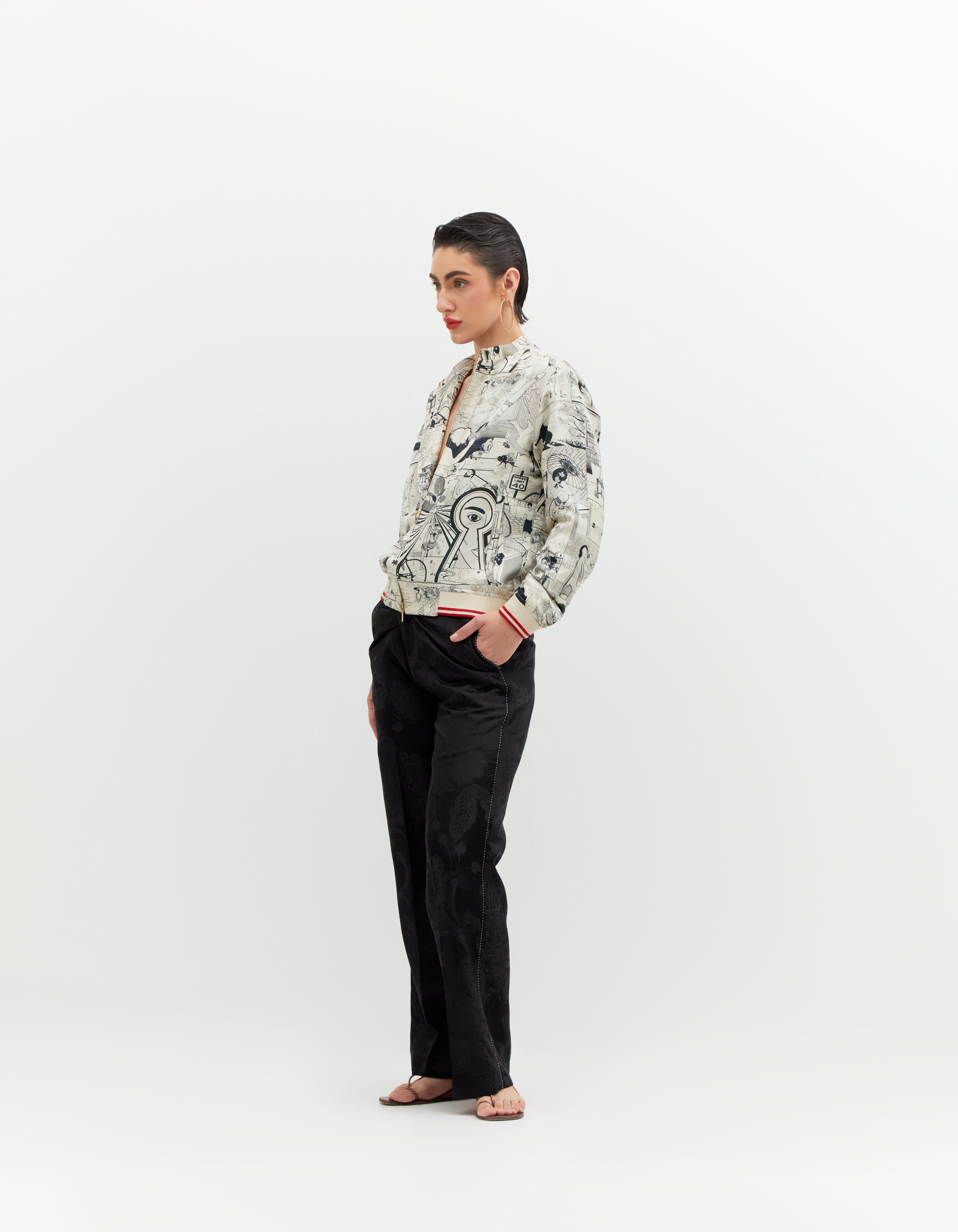 SD Leap Janbaaz Bomber Jacket - Premium Silk Damask Black & White Jacket for Men | Streetwear Fashion, Casual Outfit, Night Out Style