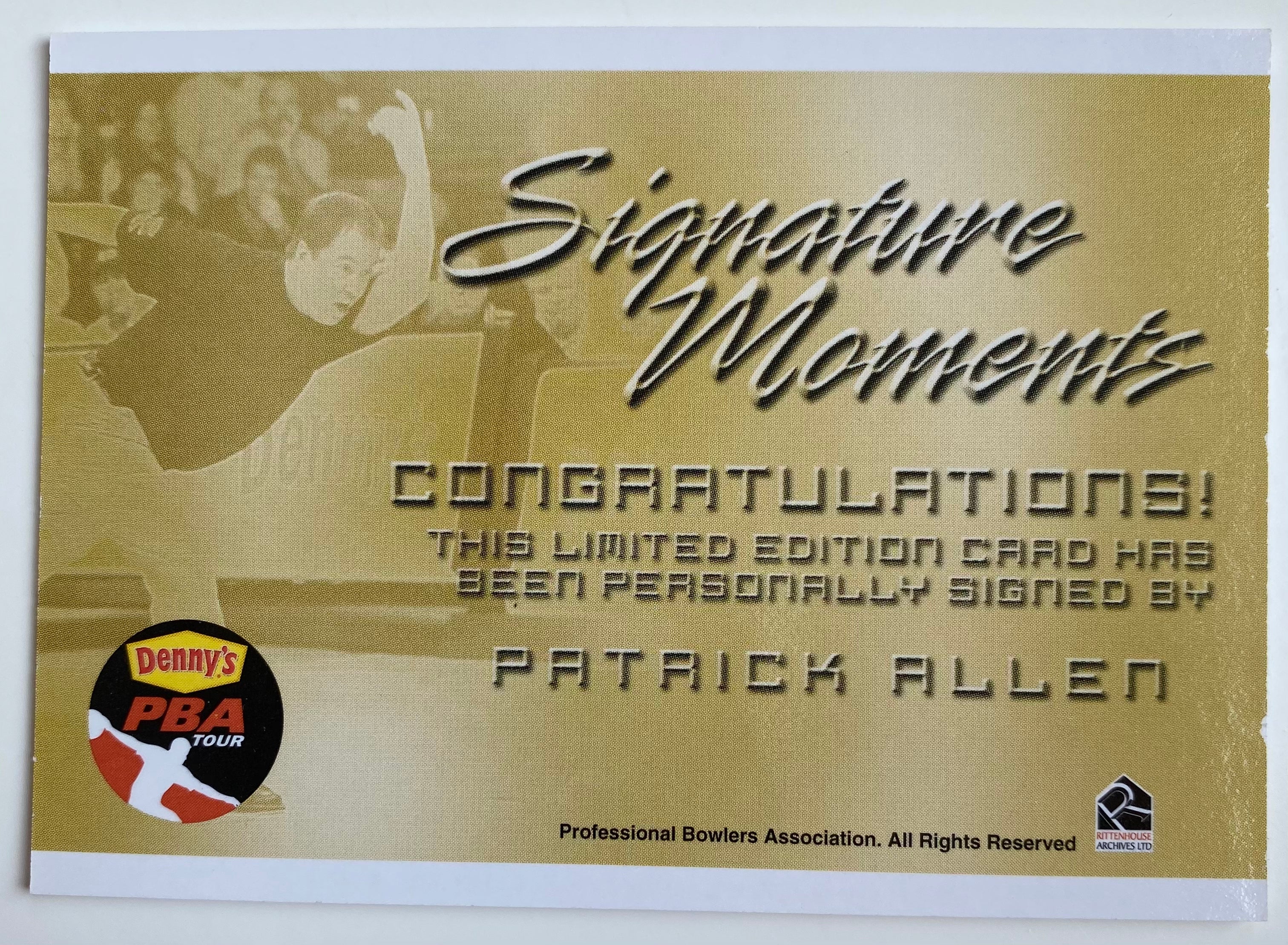Patrick Allen 2007 Rittenhouse Signature Moments PBA Autograph Bowling Trading Card - Limited Edition Collectible for Sports Memorabilia Fans & Bowling Enthusiasts