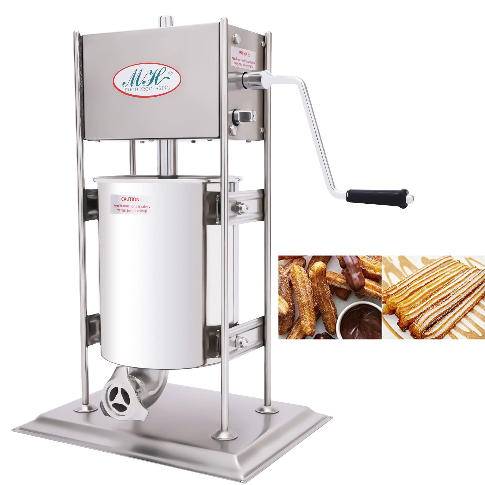 10L Commercial Churros Maker Machine - Vertical Manual Spanish Churro Maker with 4 Nozzles - Doughnut Filler for Restaurants, Cafes & Food Trucks - Perfect for Making Fresh Churros, Spanish Doughnuts & Fried Pastries