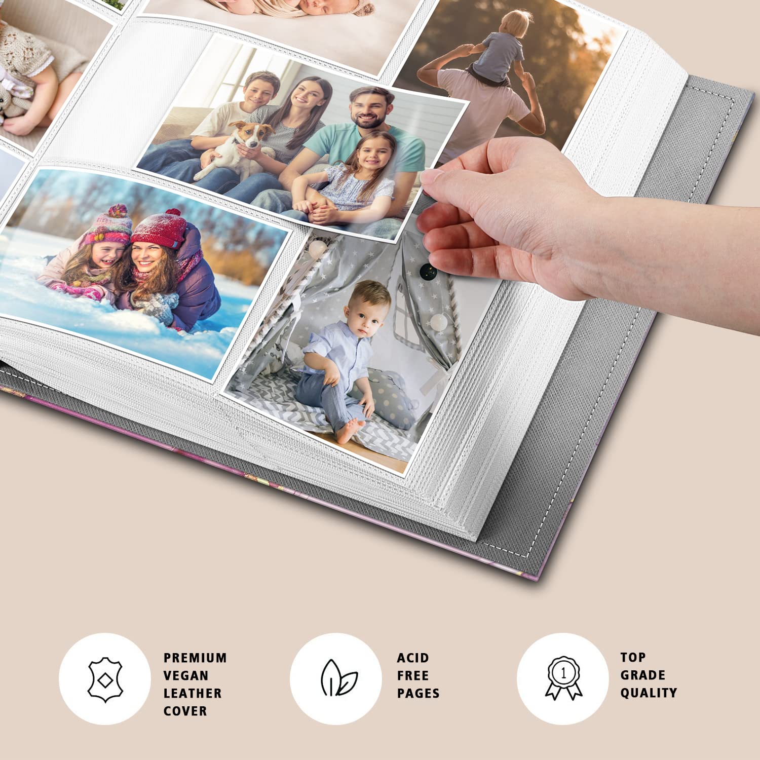 Fintie 4x6 Photo Album - 300 Pocket Large Capacity Scrapbook with Premium Vegan Leather Cover for Wedding, Baby, Family & Vacation Pictures | Marble Design | Perfect for Memory Keeping, Gift Giving & Home Decor