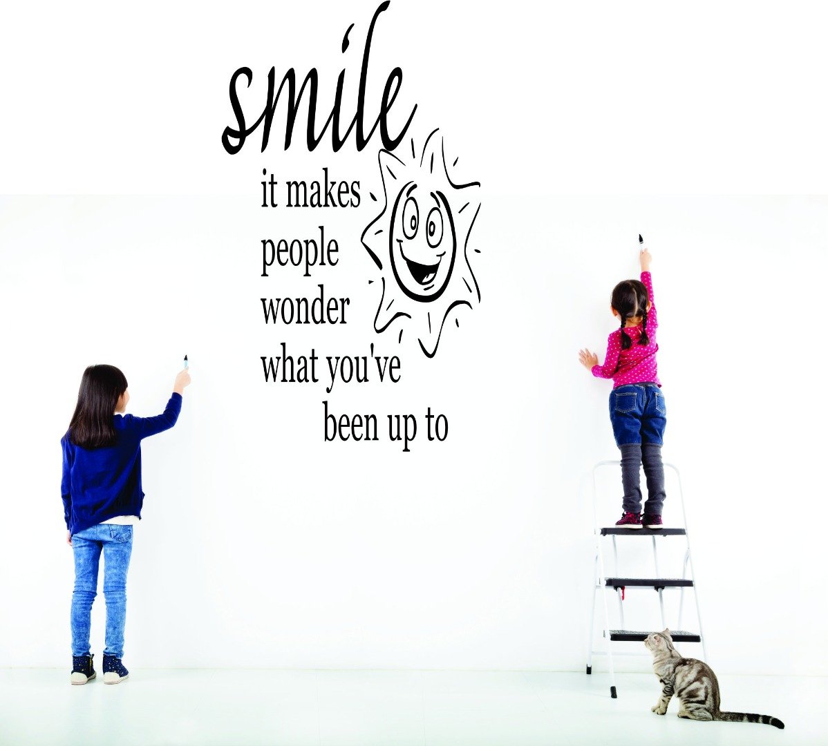20x30 Inch Motivational Wall Decal - 'Smile It Makes People Wonder' Inspirational Quote Sticker - 22 Color Options for Home, Office & Classroom Decor