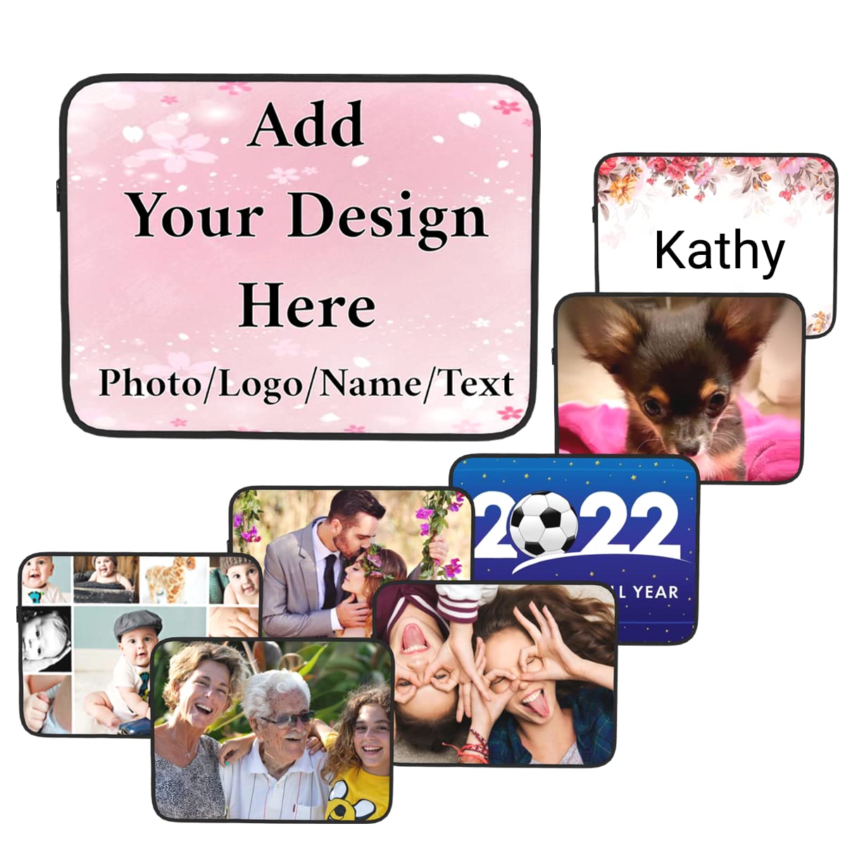 Custom Personalized Laptop Case with Photo/Logo/Text - Durable Laptop Sleeve & Briefcase Carrying Bag for Men & Women - Perfect for Work, Travel & School Gifts