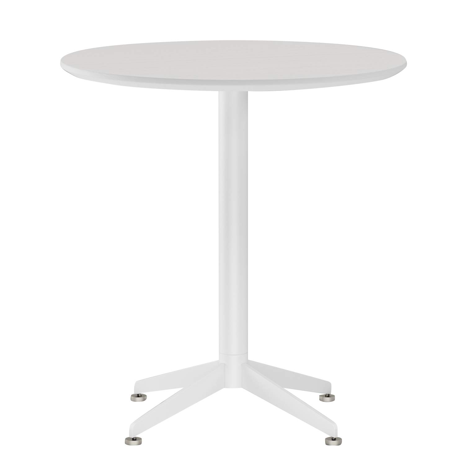 27.5 Inch White Round Dining Table - Small Office Conference & Coffee Meeting Table for Boardroom, Kitchen, Living Room | Waterproof Desktop | Easy Assembly | Perfect for Home Office, Business Meetings & Family Gatherings