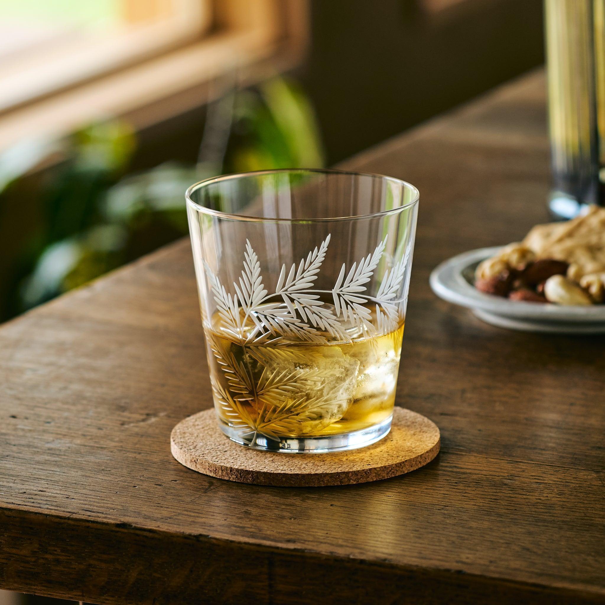 Premium Whispering Fern Rocks Glass Set - Elegant Whiskey Glasses for Bourbon, Scotch & Cocktails - Perfect for Home Bar, Gifts & Entertaining
