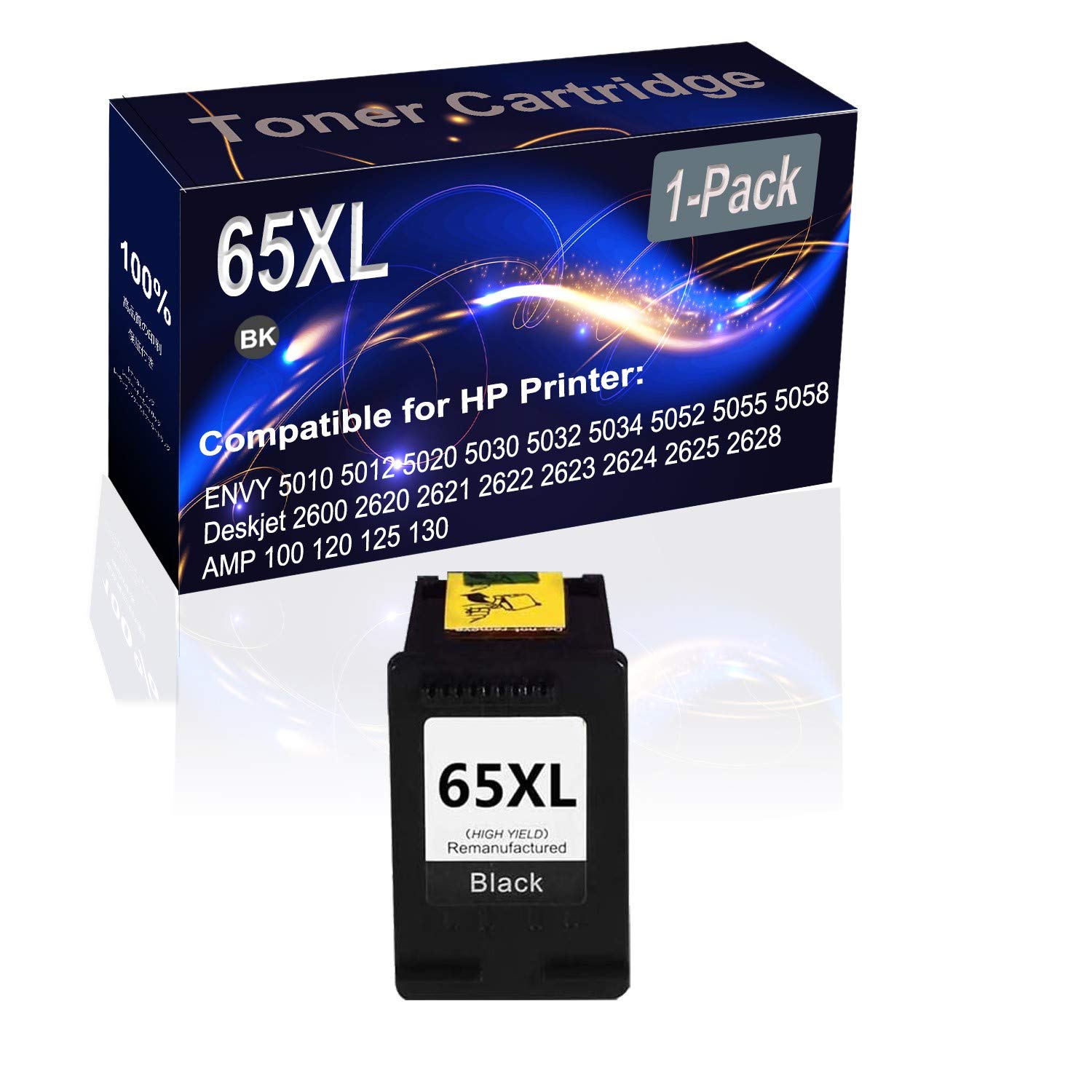 High Yield Remanufactured HP 65XL Black Ink Cartridge (1-Pack) - Compatible with HP 5010 5012 5020 5030 5032 5034 5052 5055 5058 Printers - Perfect for Home Office Printing, School Projects & Small Business Documents