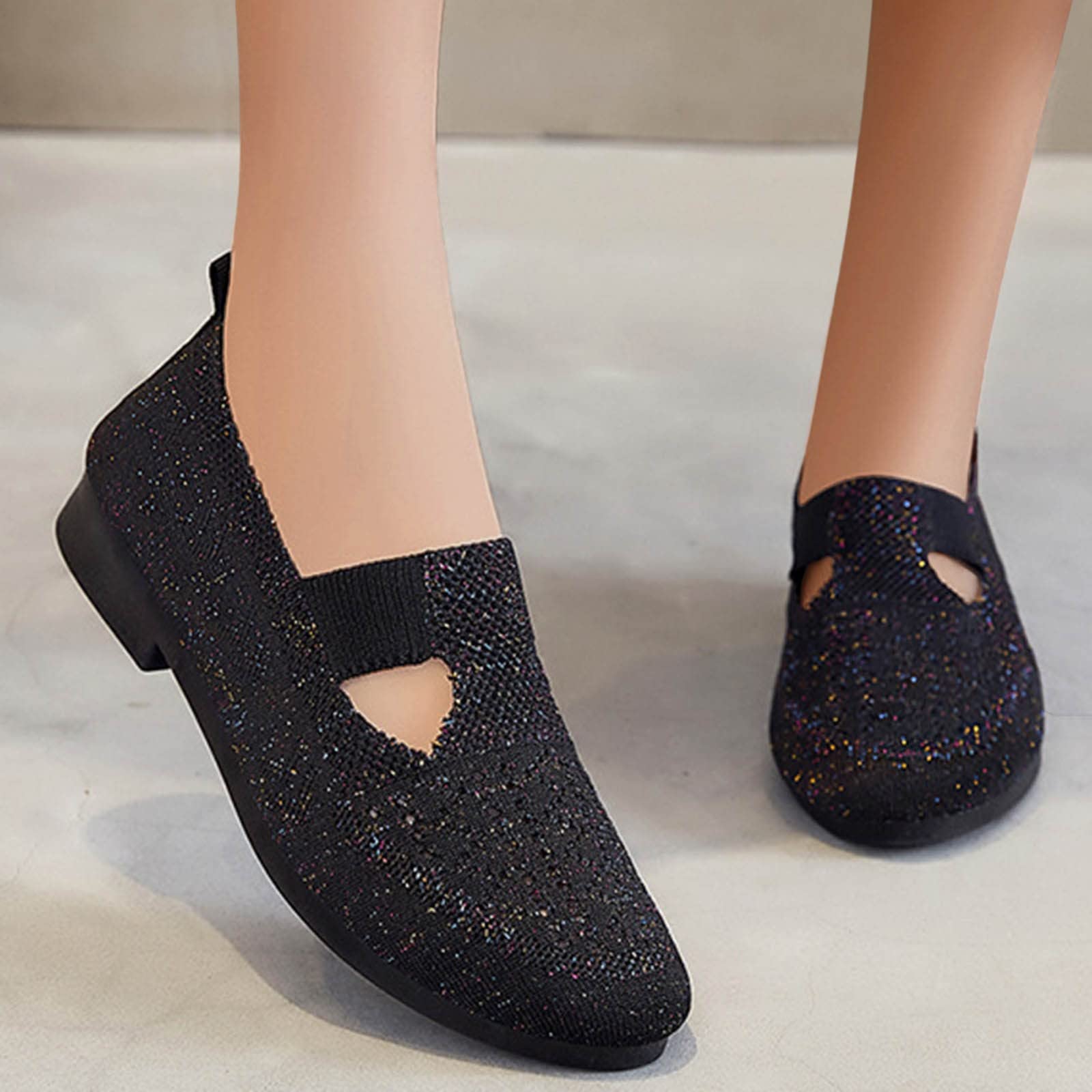 Women's Round Toe Slip-On Sneakers - Casual Loafers for Everyday Wear & Halloween Outfits | Comfortable Flat Shoes for Walking, Work & Party Occasions