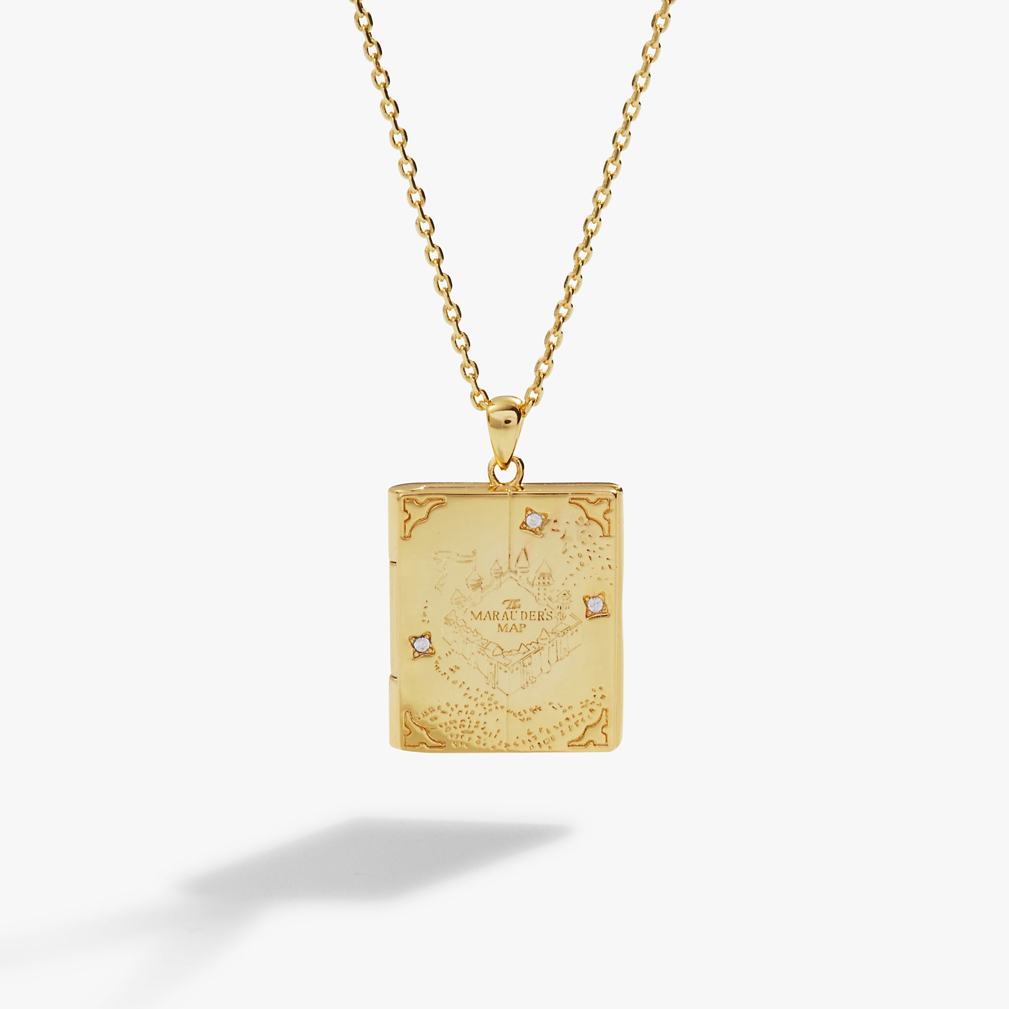 Harry Potter™ Mischief Managed Locket Necklace - Golden Deathly Hallows Pendant Jewelry for Women & Men - Perfect for Cosplay, Gift Giving & Harry Potter Fans