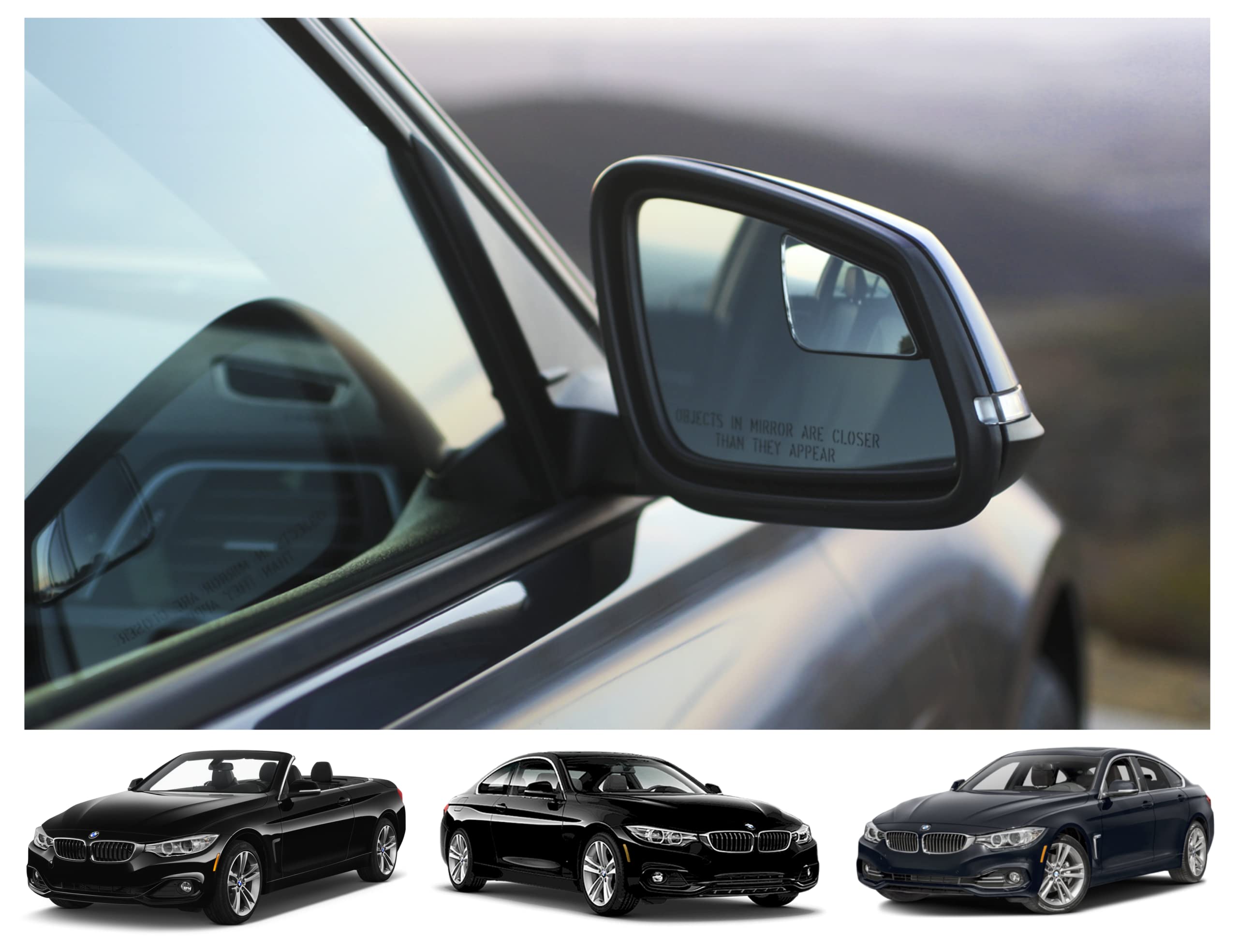 Blind Spot Mirrors for BMW 4 Series F36 - Wide Angle Extended View Side Mirror Glass for Enhanced Safety & Visibility During Lane Changes