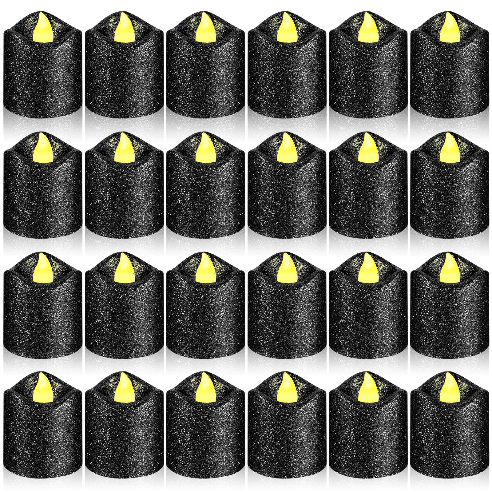 24-Pack Flameless LED Tea Lights - Halloween, Christmas, Wedding Decor (Black) for Centerpieces & Parties