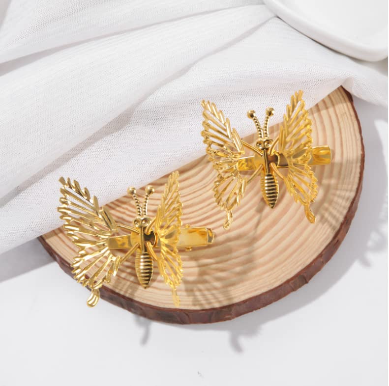 Golden Butterfly Hair Clips with Moving Wings - 2PCS Set for Women & Girls - Perfect for Parties, Weddings, and Everyday Styling