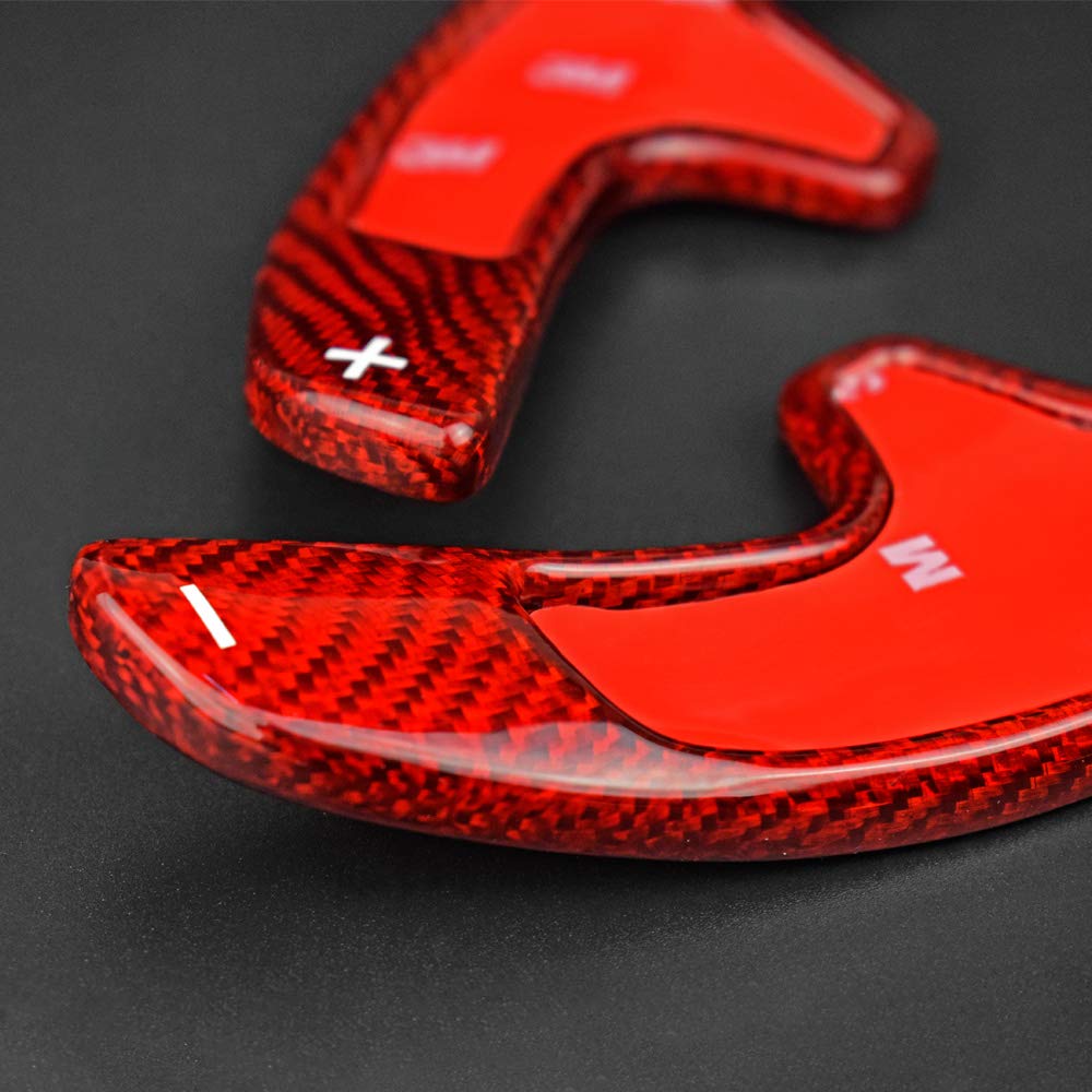 Carbon Fiber Steering Wheel Paddles Shifters for Porsche 911 Carrera 991 (2012-2019) & Cayman (2013-2019) - Red Extended Shifter Trim Cover Accessories - Enhance Driving Performance & Racing Experience