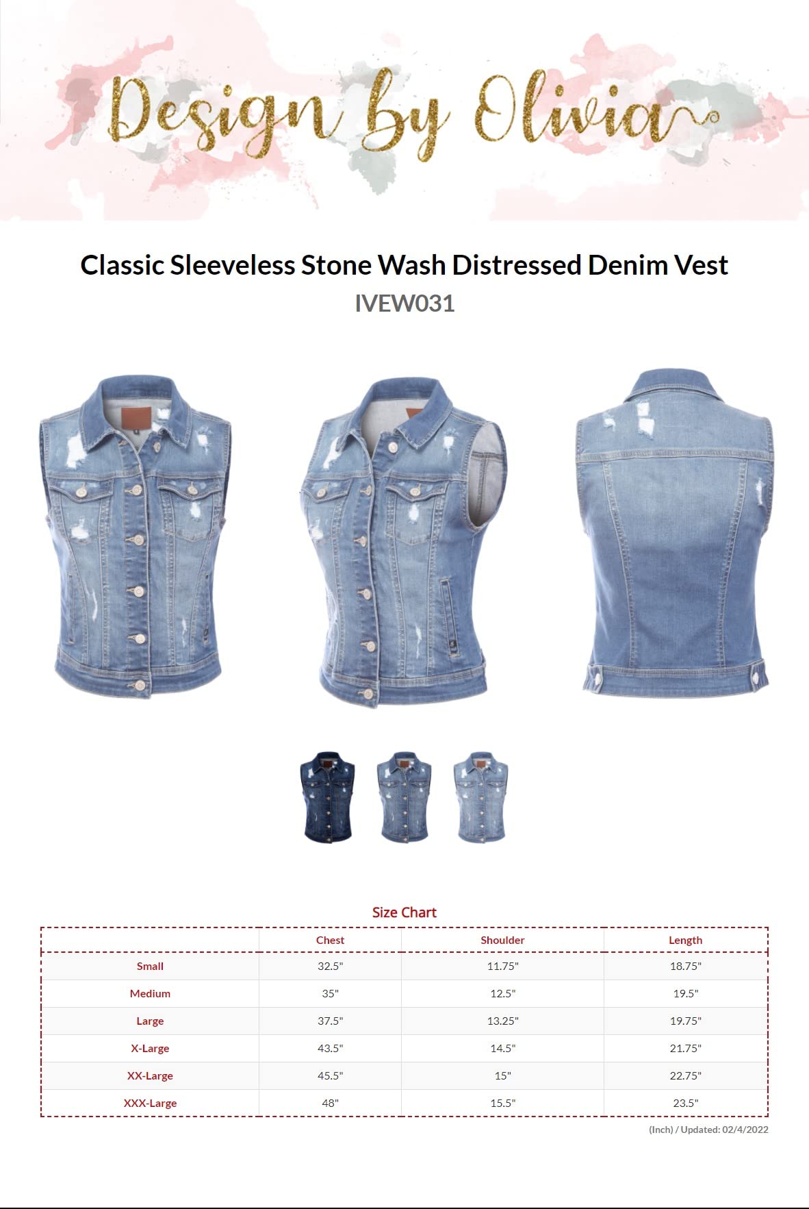 Design by Olivia Women's Classic Sleeveless Stone Wash Distressed Denim Vest - Stylish Layering Piece for Casual Outfits, Summer Fashion & Streetwear Looks