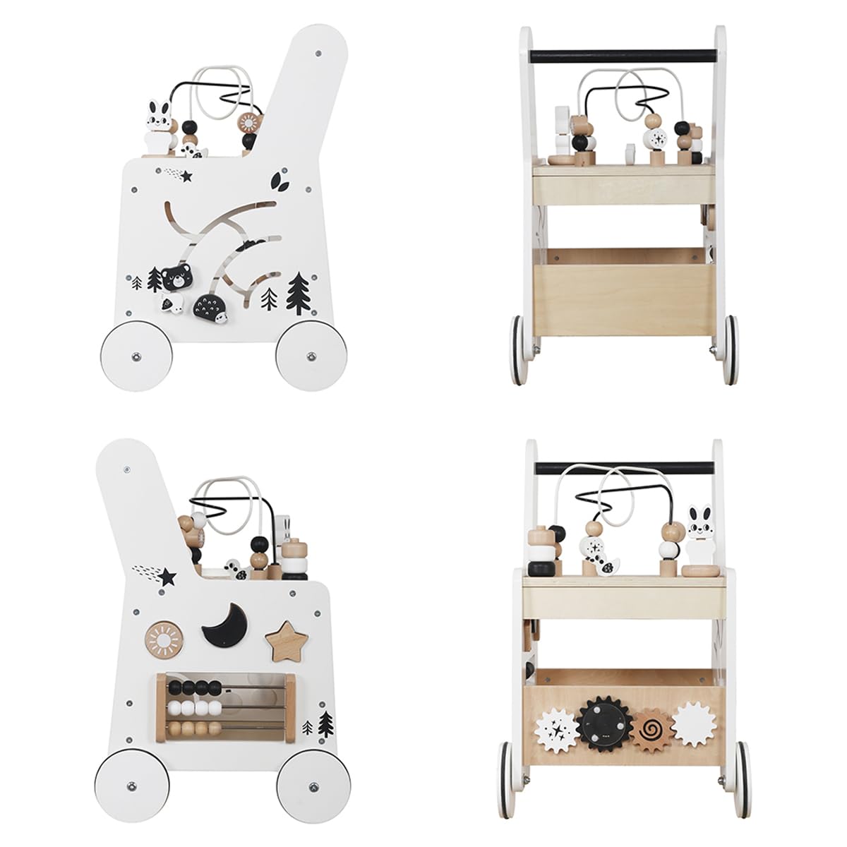Montessori Baby Walker - 5in1 Wooden Activity Cube for Toddlers 1+ | Learning & Play Toy for Home Daycare