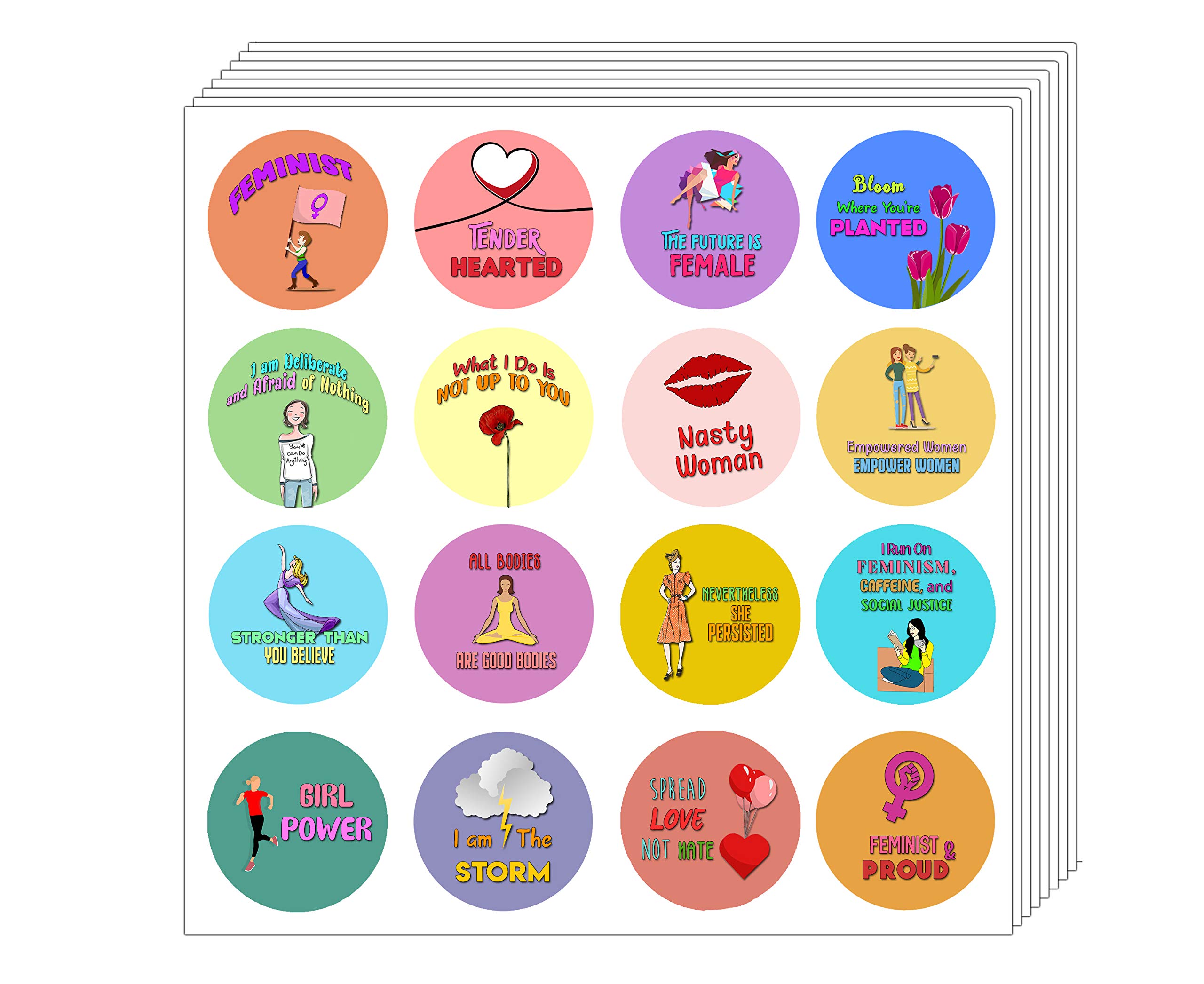 Creanoso Feminist Stickers Pack (10 Sheets) - Empowering Assorted Designs for Kids & Teens - Classroom Rewards, Party Favors, Stocking Stuffers - Perfect for Women's Events, School Incentives & Gift Giving