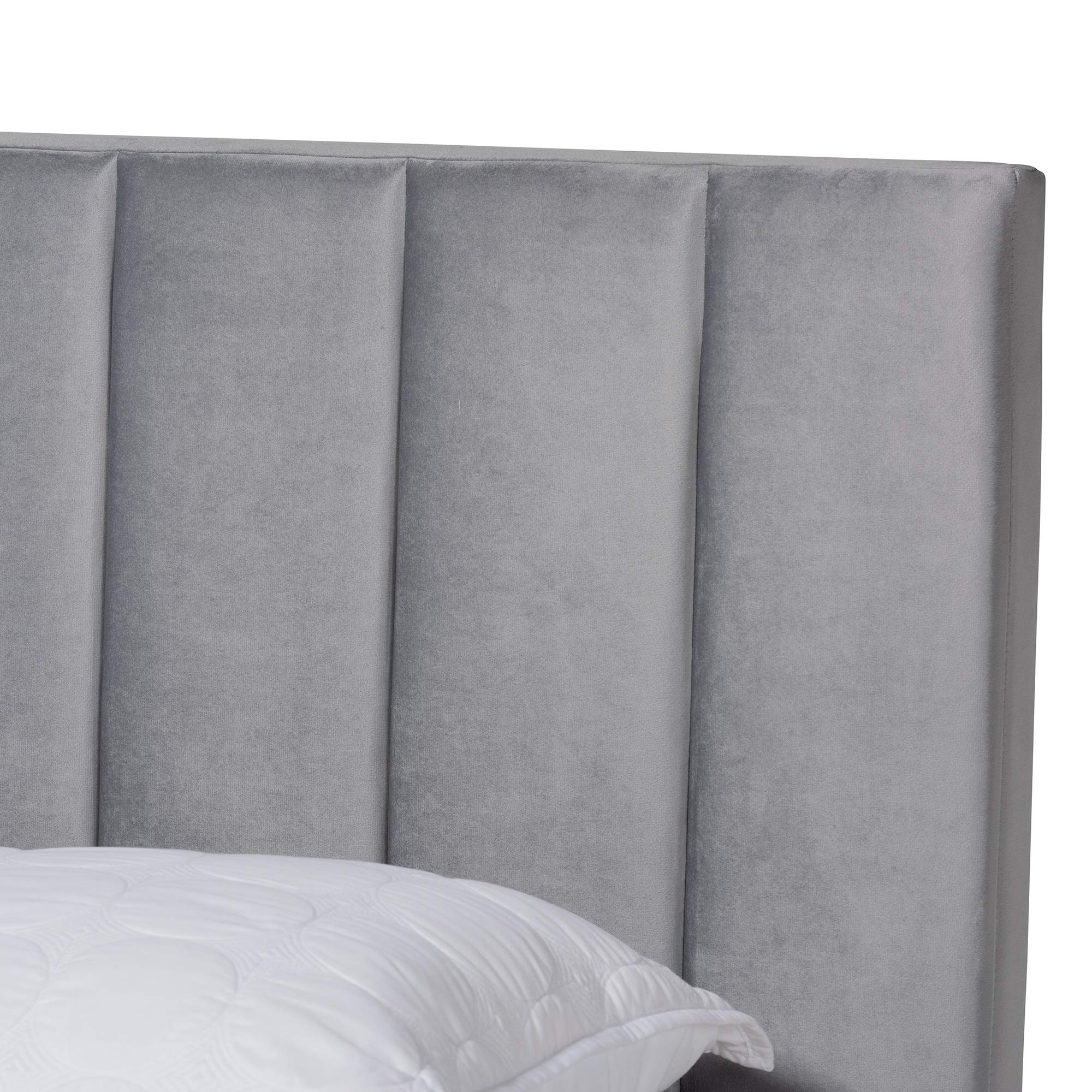 Baxton Studio Full Size Bed Frame with Headboard - Grey & Black Modern Platform Bed for Bedroom, Requires Box Spring - Perfect for Guest Rooms, Apartments, and Dormitories