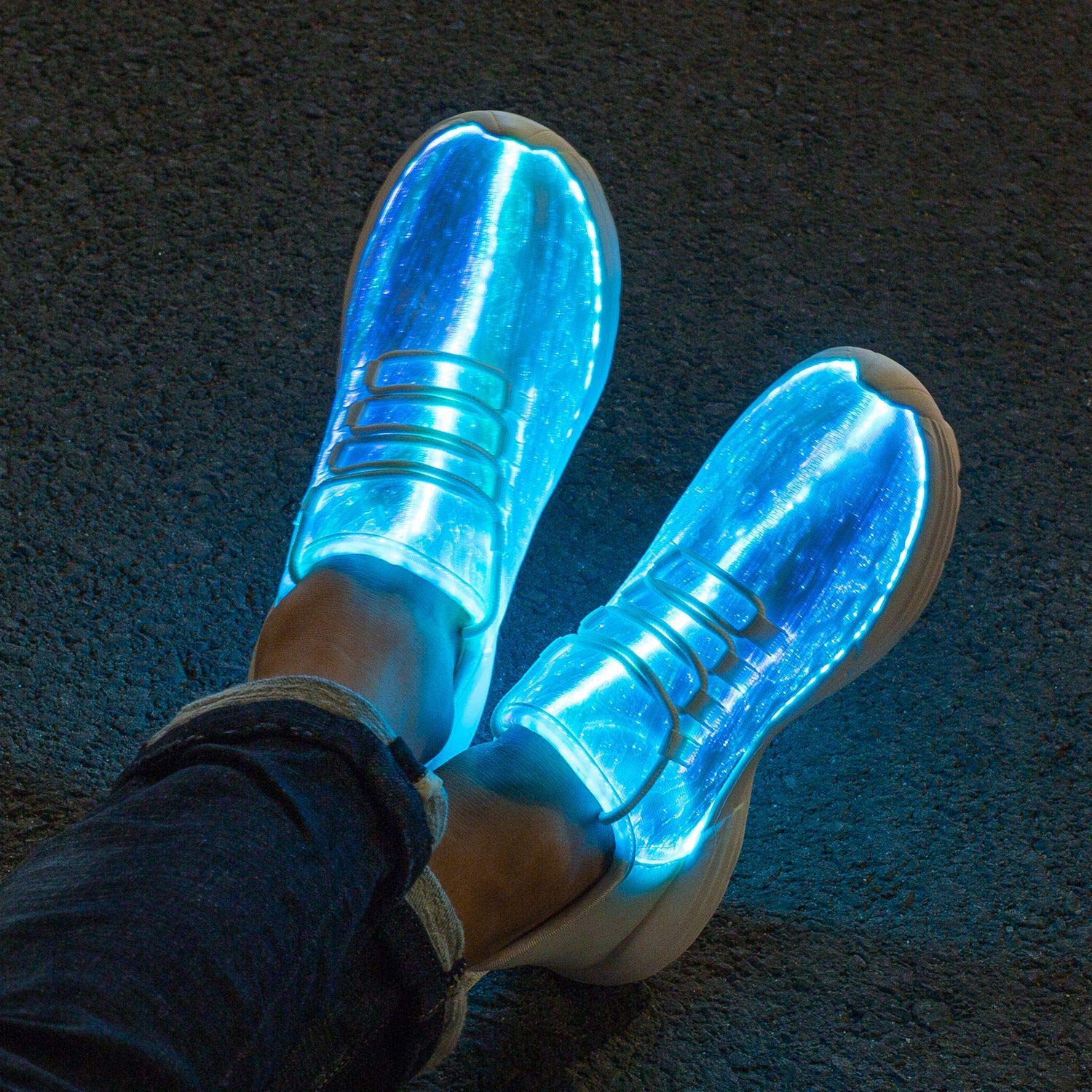 LED Light Up Fiber Optic Kids Sneakers - USB Rechargeable Glowing Shoes for Boys & Girls - Perfect for Night Running, Parties & Outdoor Activities