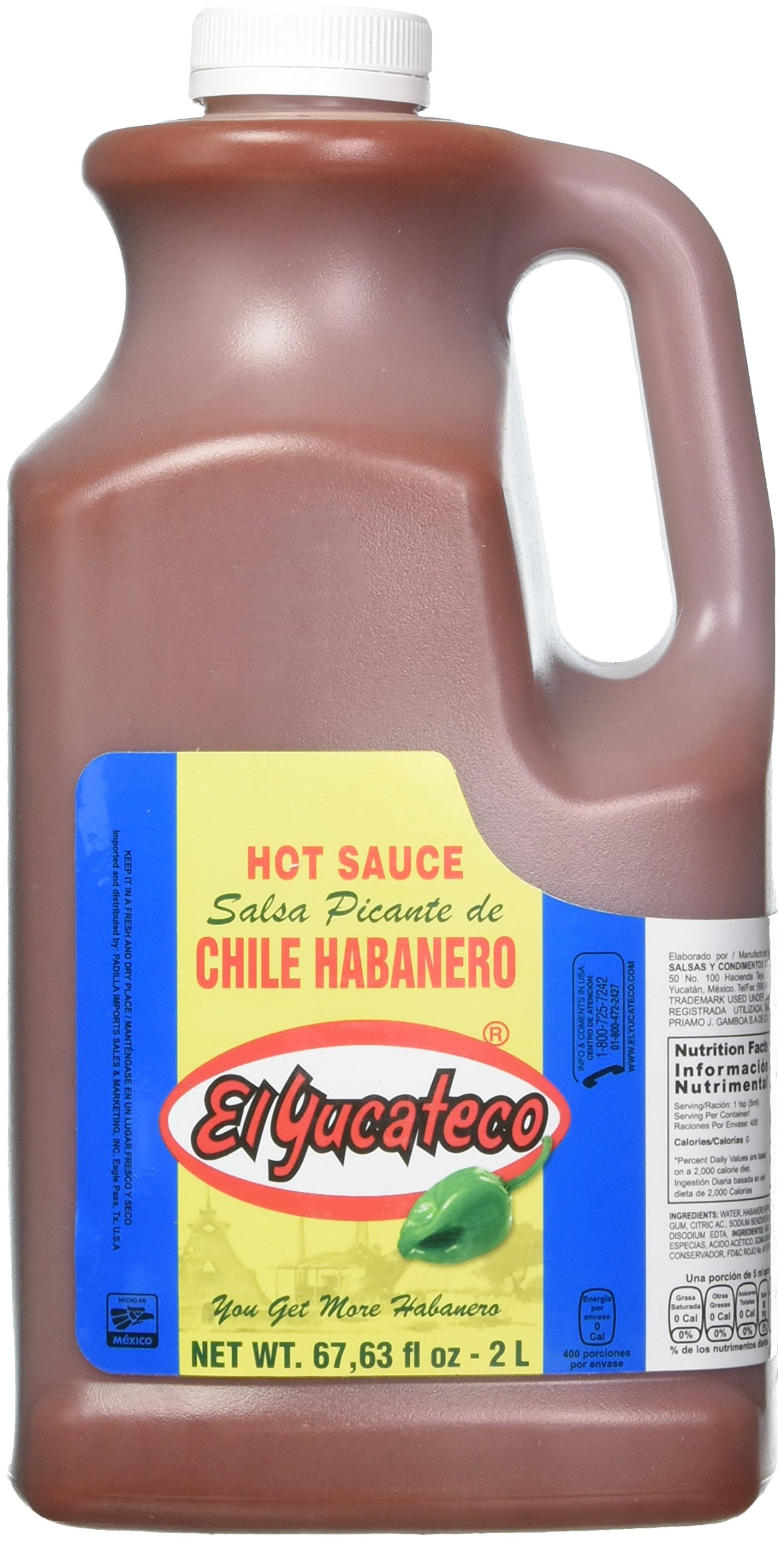 El Yucateco Red Habanero Hot Sauce - 68 oz (Half Gallon) - Spicy Mexican Hot Sauce for Tacos, Wings & Grilling - Perfect for BBQ, Nachos & Home Cooking
