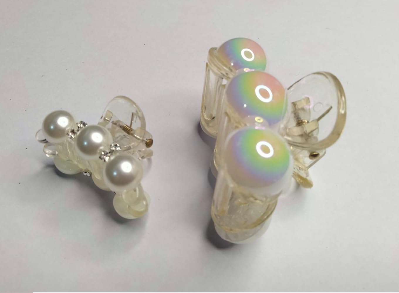 **Glam Niyati Pearl Hair Claw Clips – Transparent Banana Hair Clips, Non-Slip Barrette with Strong Hold – Fashion Hair Accessories for Women (Pack of 2) – Perfect for Parties, Weddings & Everyday Styling**