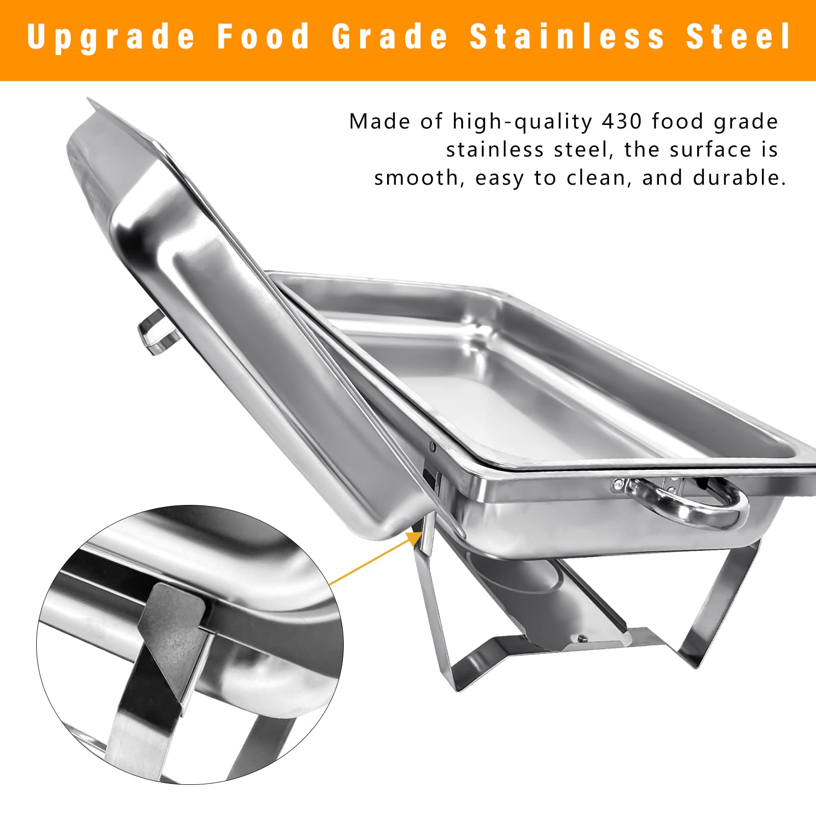 8QT Stainless Steel Chafing Dish Set with Water Pan & Fuel Holder - Perfect for Buffet & Catering