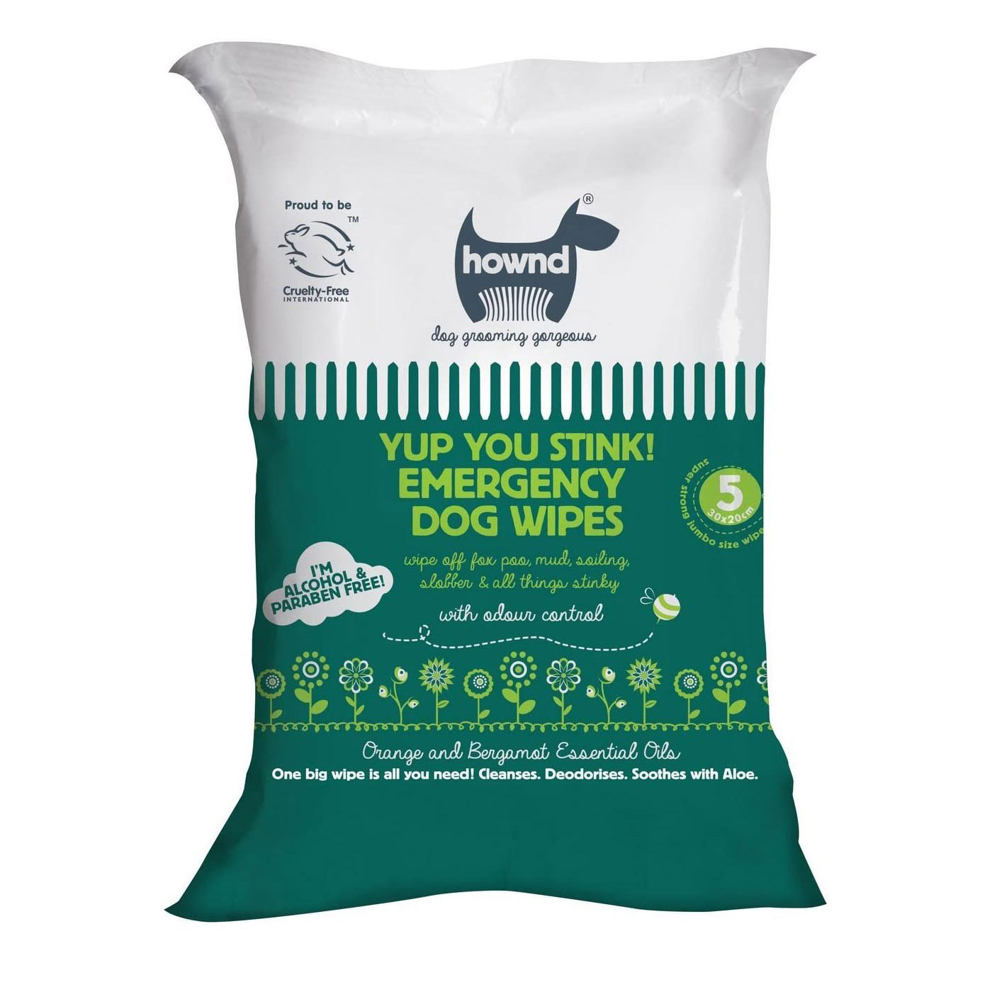 HOWND Yup You Stink Emergency Wipes for Dogs & Pets - Odor Eliminating Grooming Wipes for Quick Cleanups Between Baths, Travel & Outdoor Adventures