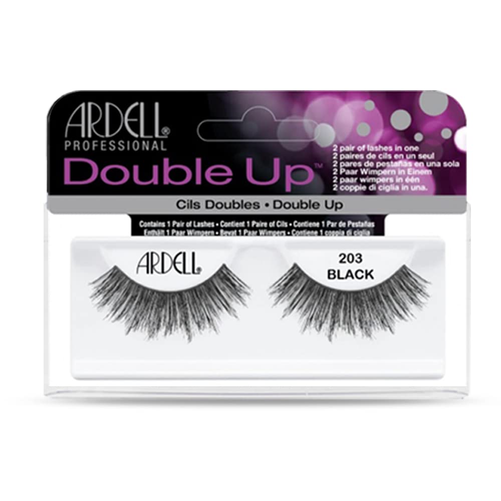 Ardell Double Up Lashes 203 Black - Natural Looking False Eyelashes for Dramatic Volume & Length | Perfect for Parties, Weddings & Special Occasions