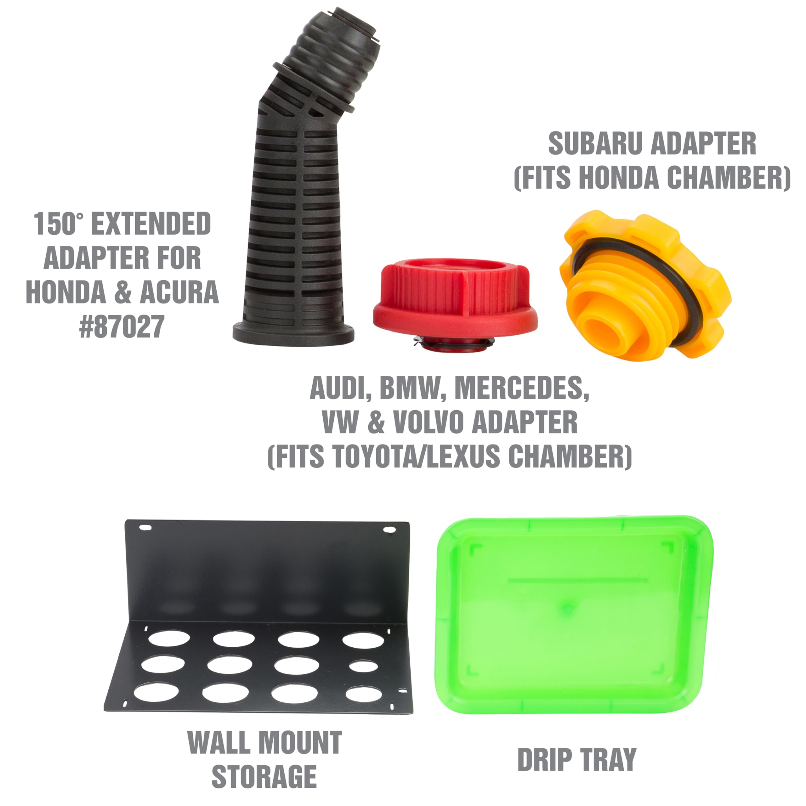 OEMTOOLS 87039 Universal Spill-Free Coolant Funnel Kit - Clear No-Spill Funnel Chamber with 8 Attachments for Car, Truck & Motorcycle Maintenance - Perfect for Oil Changes, Coolant Refills & Fluid Transfers
