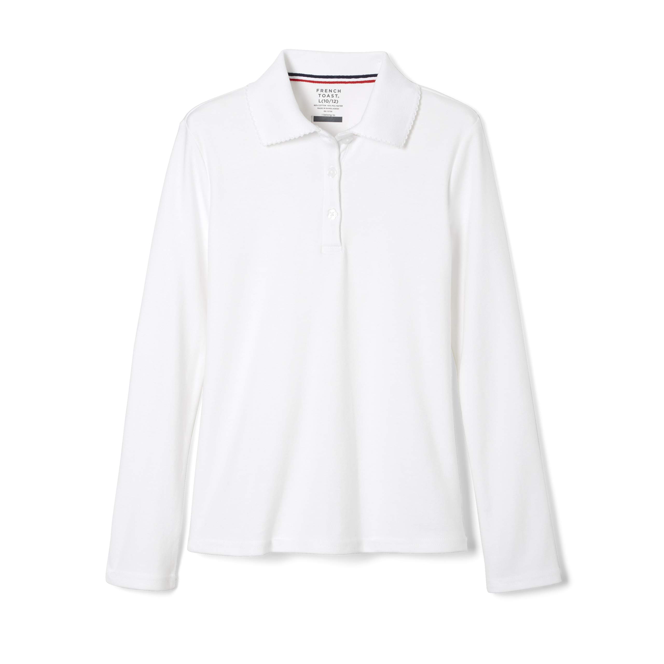 French Toast Girls' Long Sleeve Polo Shirt with Picot Collar - School Uniform Top for Girls (Standard & Plus Sizes) - Perfect for School Days, Special Events & Dress Code Compliance