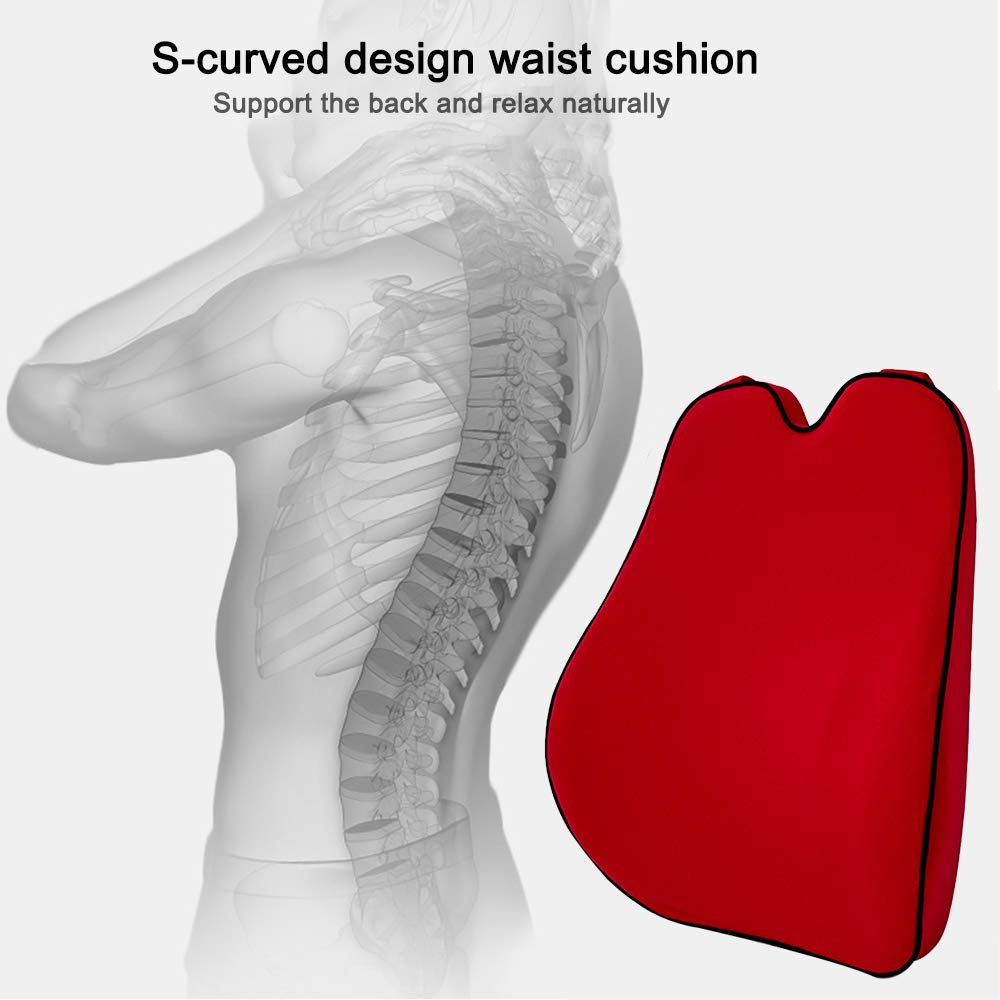 Memory Foam Car Lumbar Support & Neck Pillow Set - Ergonomic Back Pain Relief Cushion for Mazda CX-3/CX-5/MX-5/M2/M3/Axela/M6/Atenza/CX-7/M5/CX-9 - Red (1PC) - Perfect for Long Drives & Road Trips