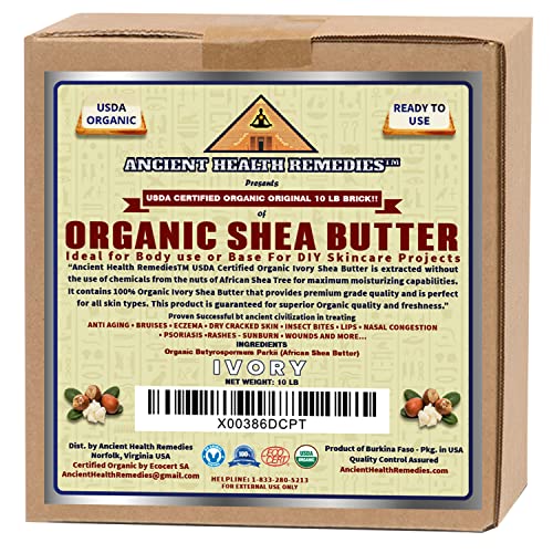 USDA Certified Organic Unrefined Raw African Ivory Shea Butter Blocks & Jars - Grade A for Anti-Aging, Dry Skin Care, DIY Body Butter, Moisturizer & Hand Cream - Perfect for Natural Skincare, Hair Treatment & Soap Making