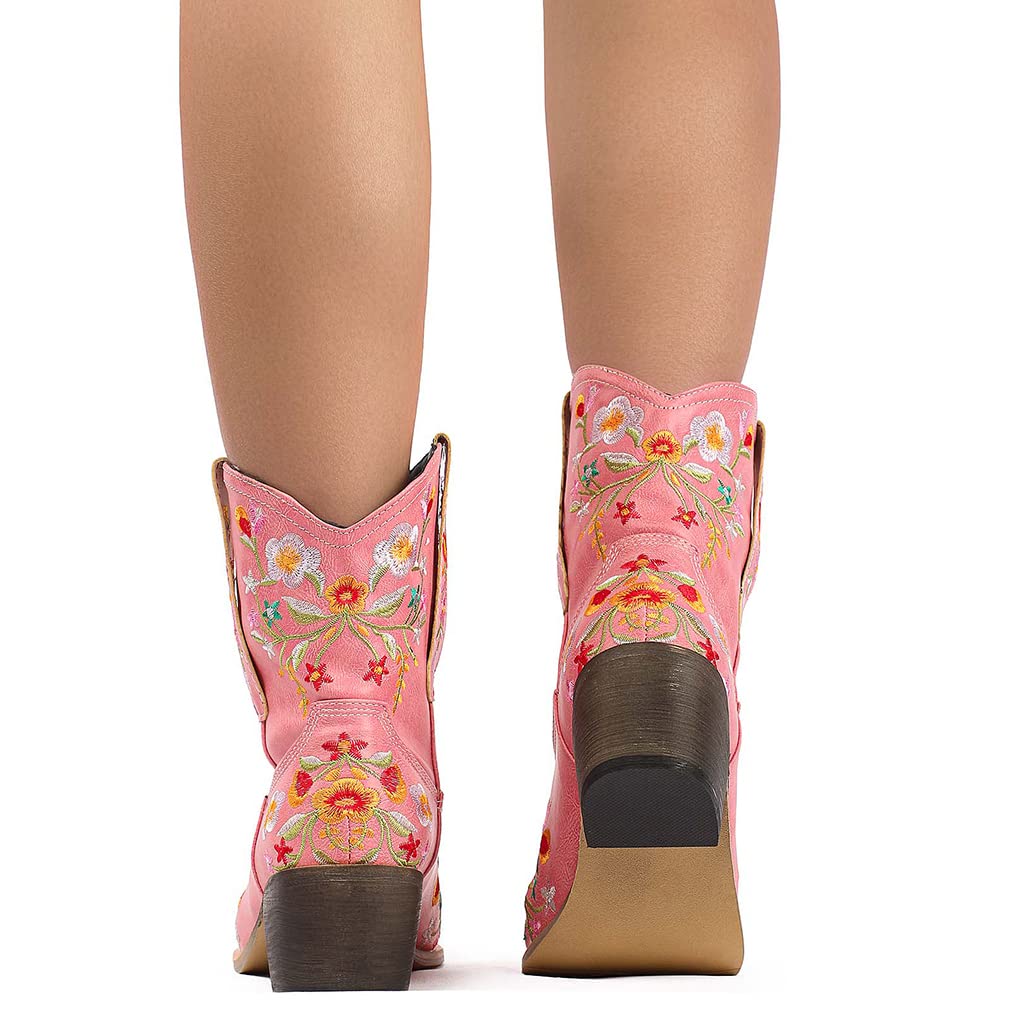 SO SIMPOK Women's Classic Cowgirl Boots - Retro Western Ankle Boots with Embroidered Design for Ladies | Perfect for Country Dancing, Rodeo Events & Western Fashion Outfits