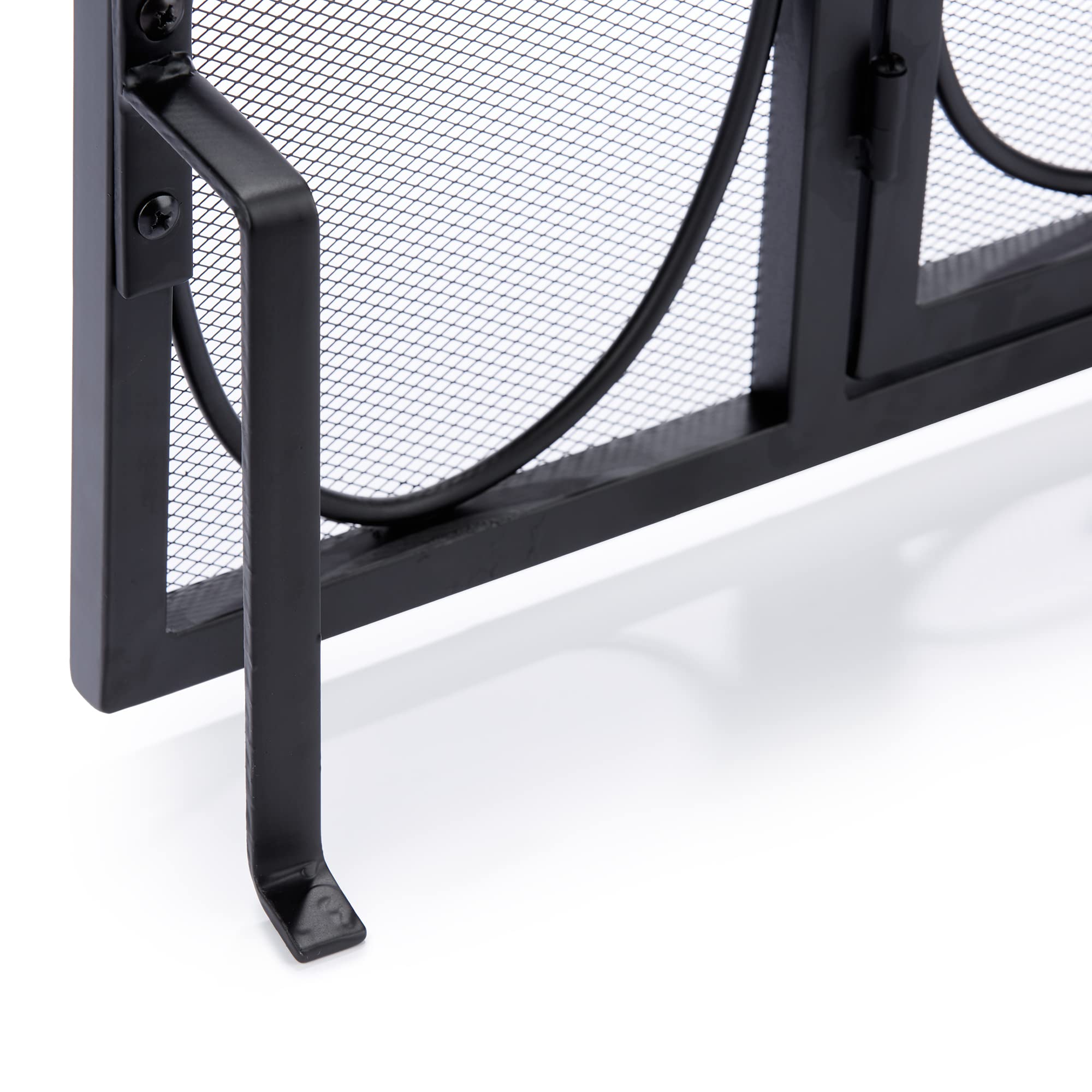 UniFlame Single Panel Black Wrought Iron Fireplace Screen with Doors - Elegant Fireplace Safety Guard for Living Room & Bedroom