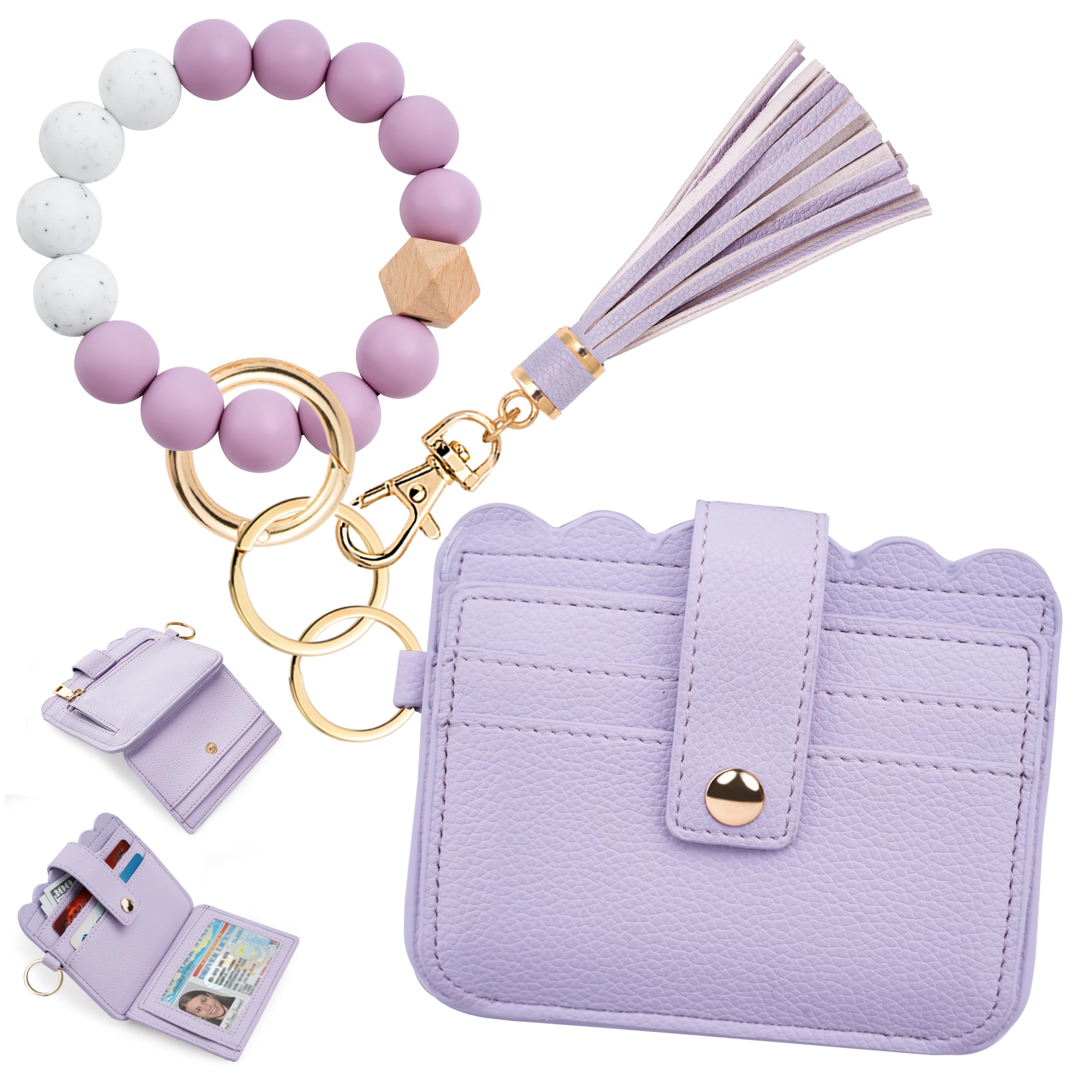 RFID Blocking Women's Wallet Keychain Wristlet - Slim Card Holder with Key Ring & Wrist Strap for Credit Cards, ID & Cash | Perfect for Travel, Shopping & Everyday Use