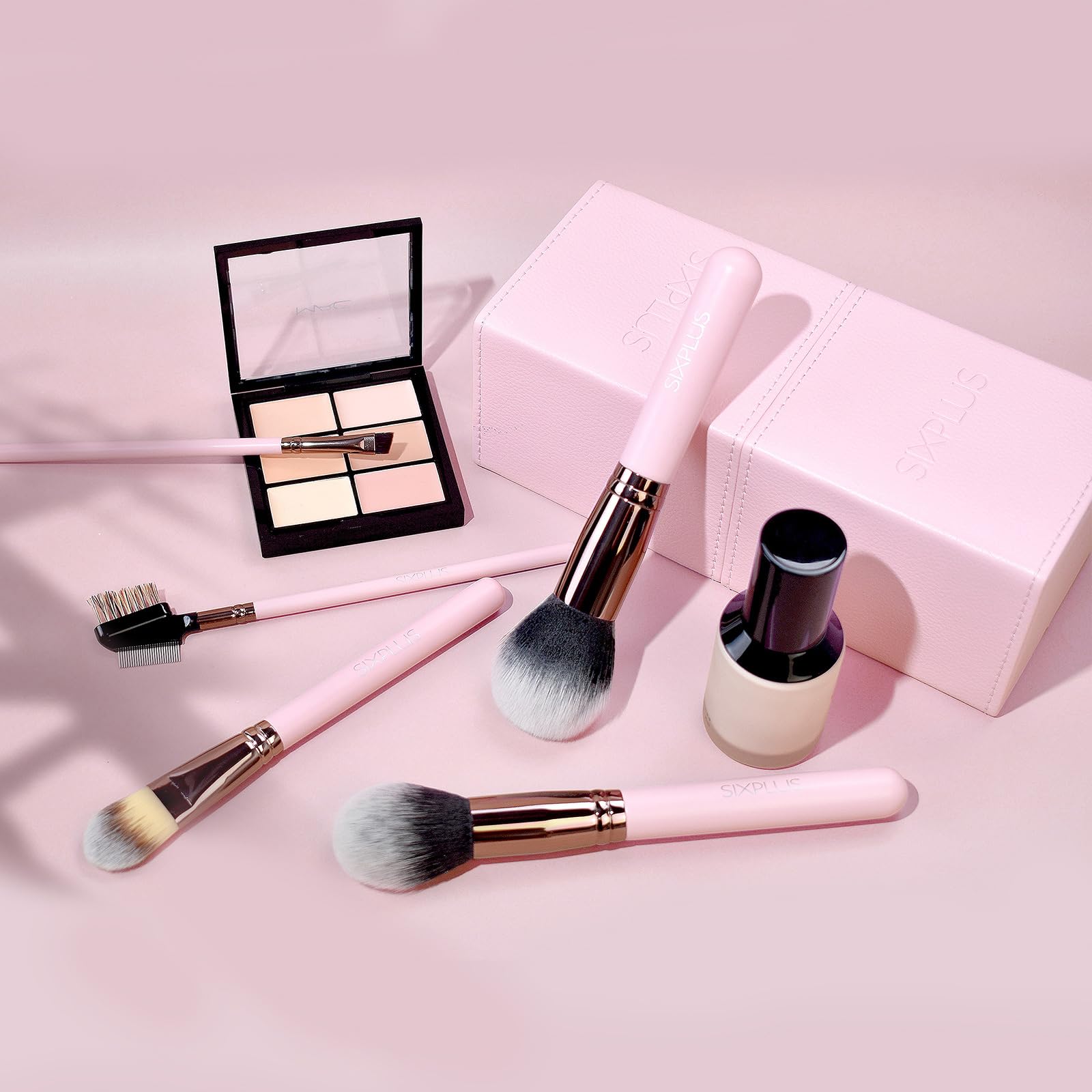 15-Piece Pink Professional Makeup Brush Set - Foundation, Powder, Concealer, Eyeshadow & Blush Brushes with Travel Case | Perfect Gift for Women, Girlfriend & Mom | Ideal for Travel, Daily Makeup & Professional Use