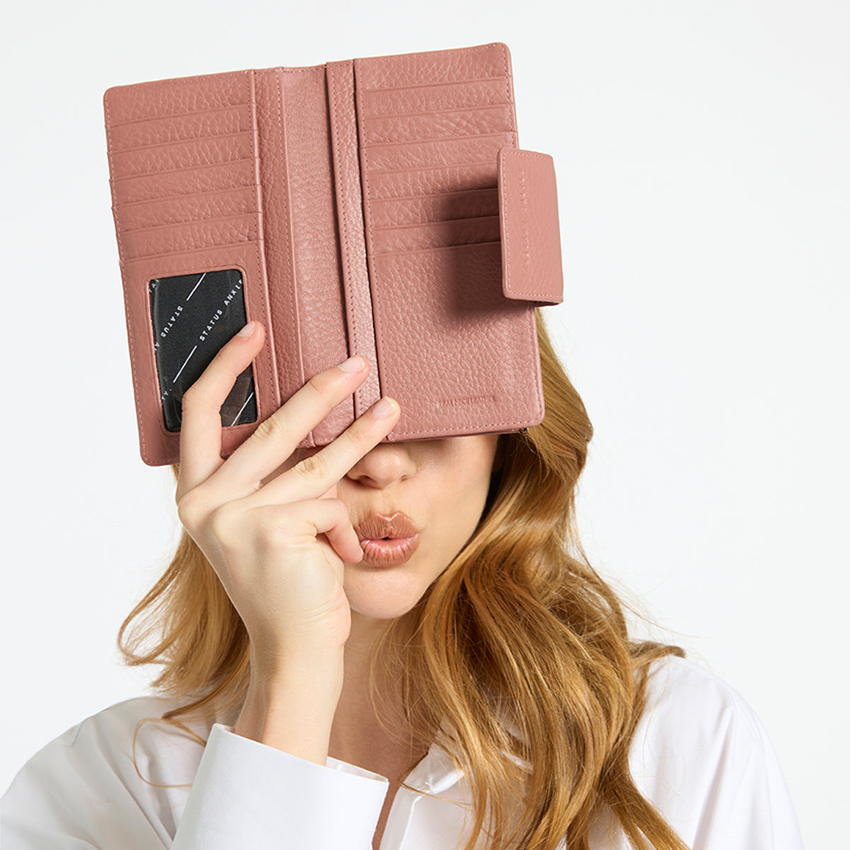 Ruins Wallet for Women - Dusty Rose Genuine Leather Slim Card Holder | Perfect for Everyday Use, Travel & Minimalist Lifestyle