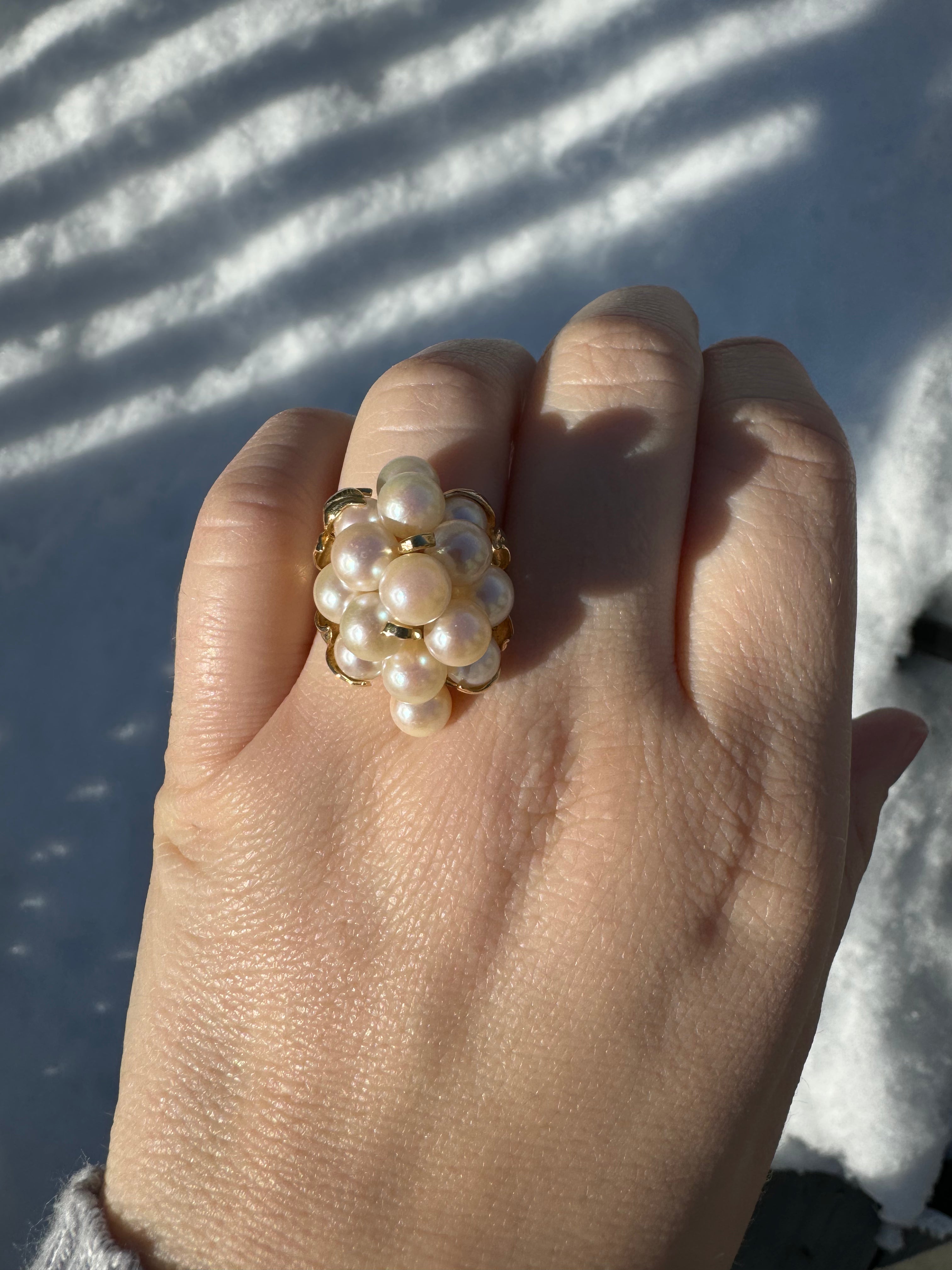 Elegant Cluster Pearl Ring for Women - Vintage Style Pearl Jewelry Gift for Wedding, Party & Special Occasions