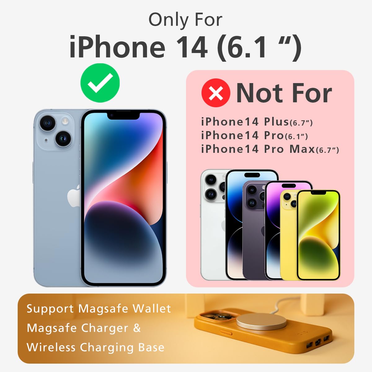 Premium Magnetic Italian Leather Phone Case for iPhone 14 & iPhone 13 - Clop Series Drop Protective Cover with MagSafe Compatibility (6.1 inch, Raven Black) | Slim Design for Everyday Use, Business & Travel Protection