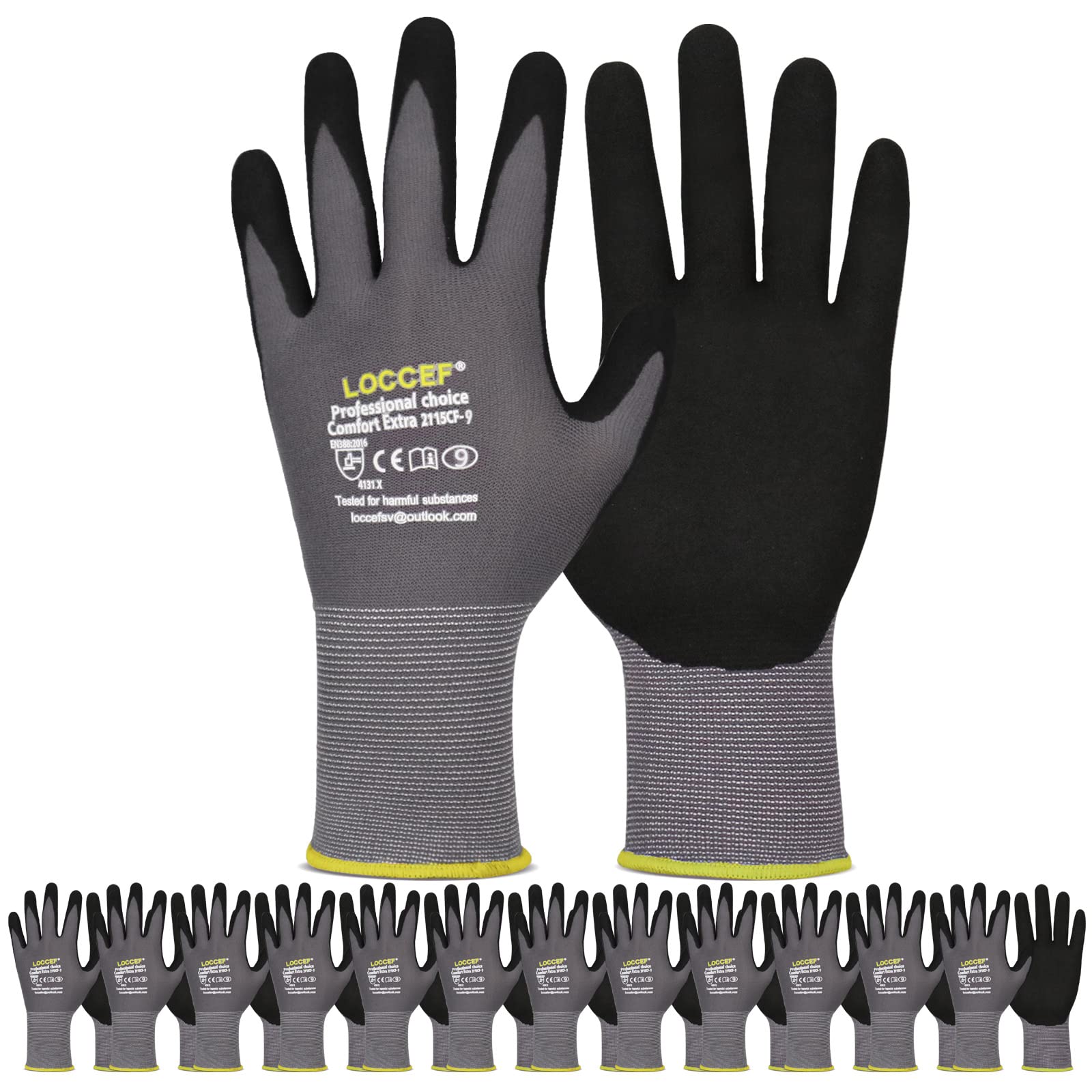 Nitrile Coated Work Gloves - 6 Pairs, Seamless Nylon for Grip & Protection - Workshop & DIY